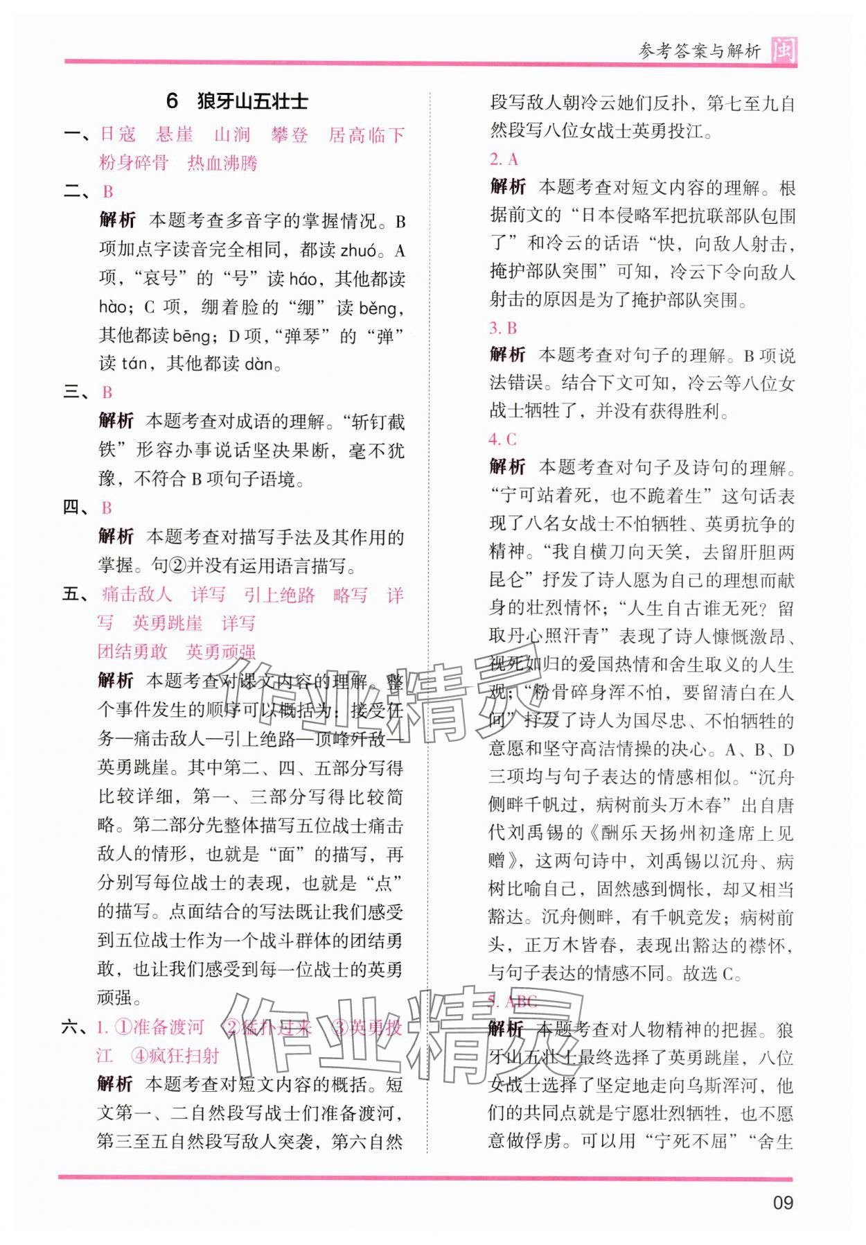 2025年木頭馬分層課課練六年級語文上冊人教版福建專版 第9頁