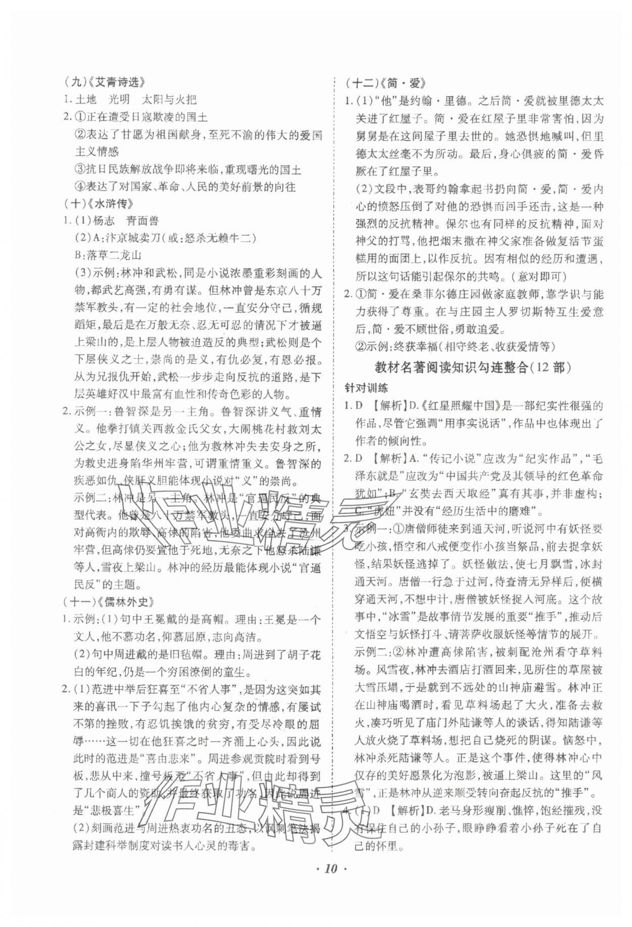 2024年本土攻略精準復習方案語文云南專版 參考答案第10頁