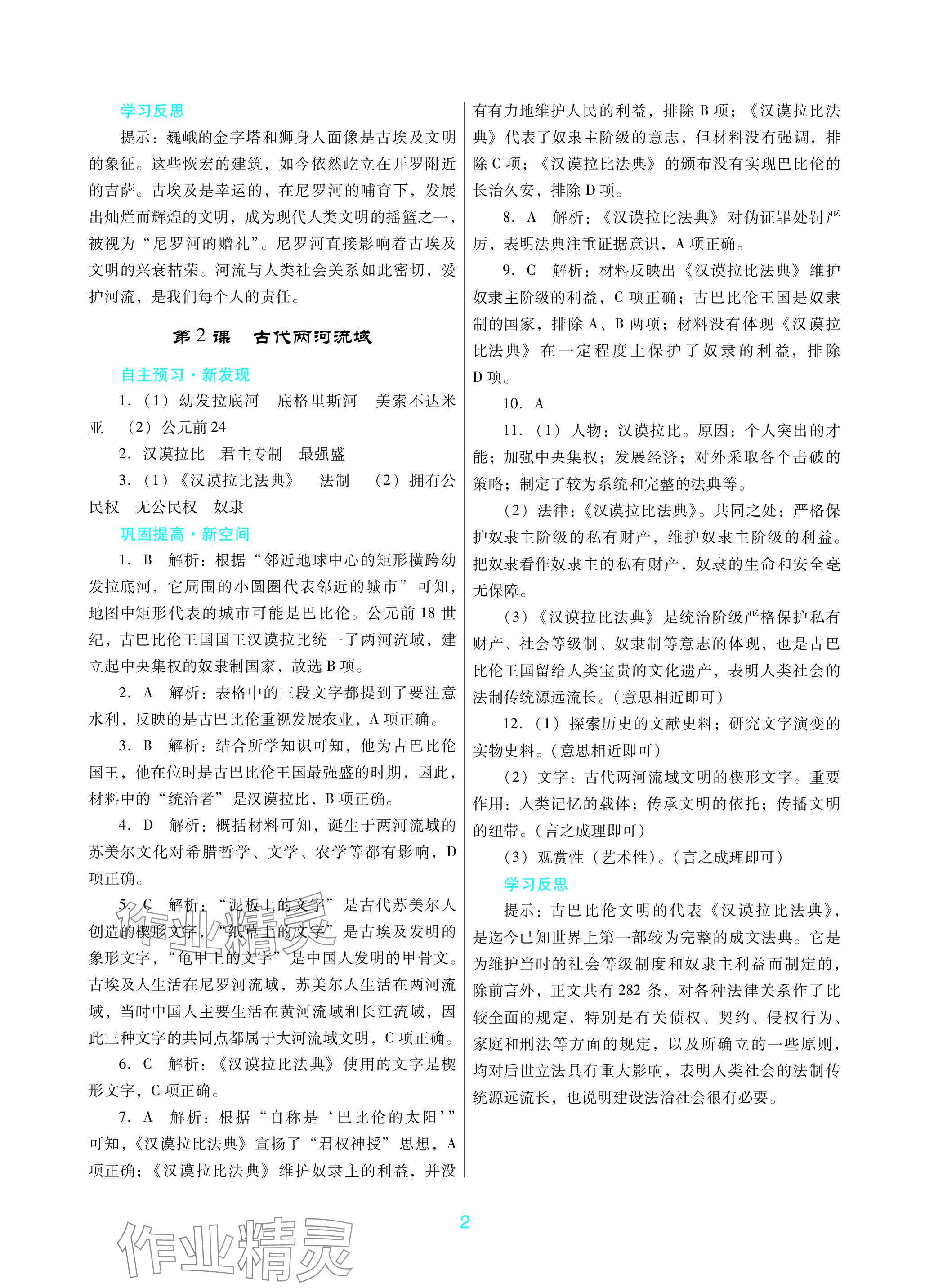 2023年南方新課堂金牌學(xué)案九年級(jí)歷史上冊(cè)人教版深圳專版 參考答案第2頁(yè)