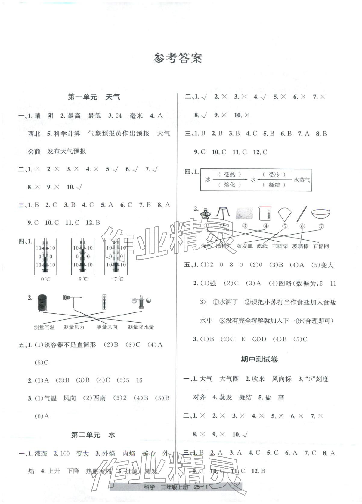 2025年期末直通车三年级科学上册教科版 第1页