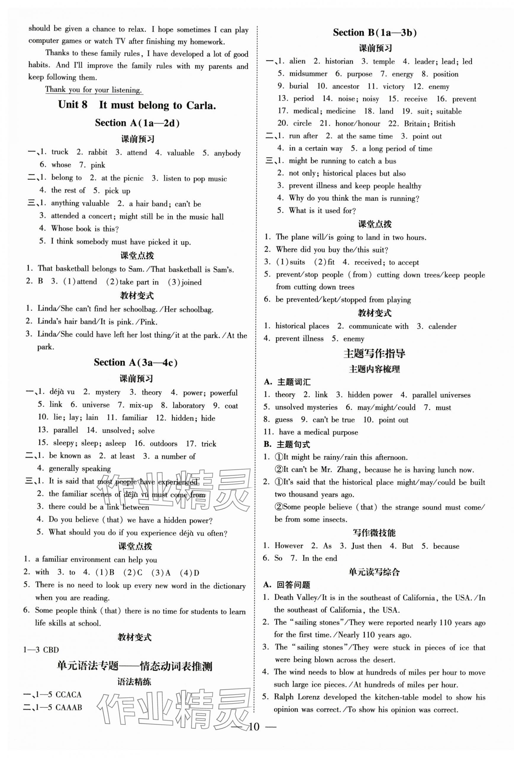 2025年领跑作业本九年级英语全一册人教版广东专版&nbsp;第10页