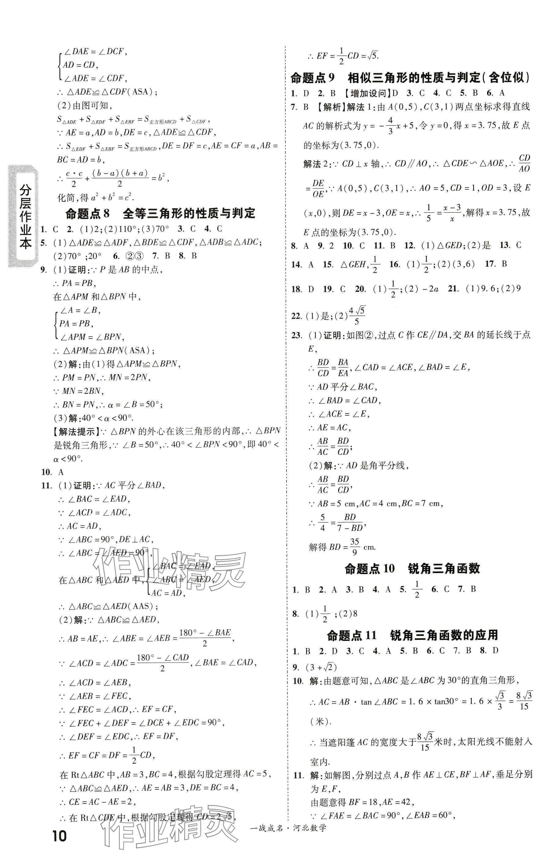 2024年一战成名考前新方案数学河北专版 参考答案第10页