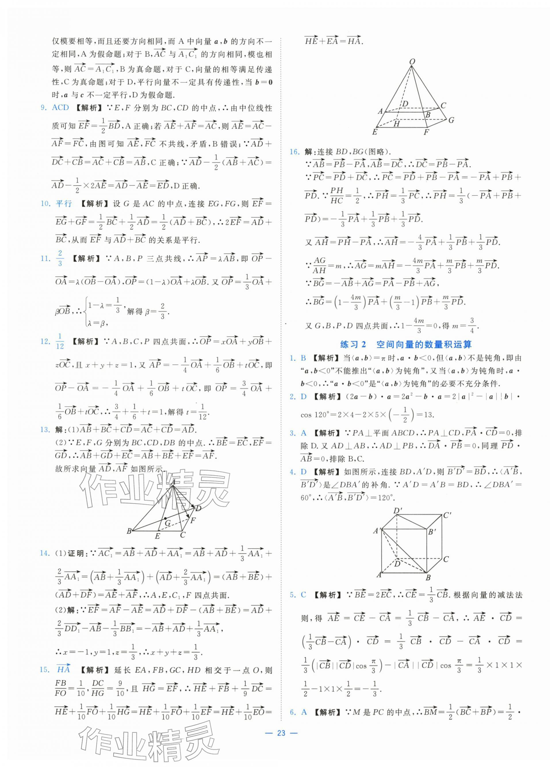 2025年全校核心素養(yǎng)測(cè)評(píng)高中數(shù)學(xué)選擇性必修第一冊(cè)人教版&nbsp;第23頁