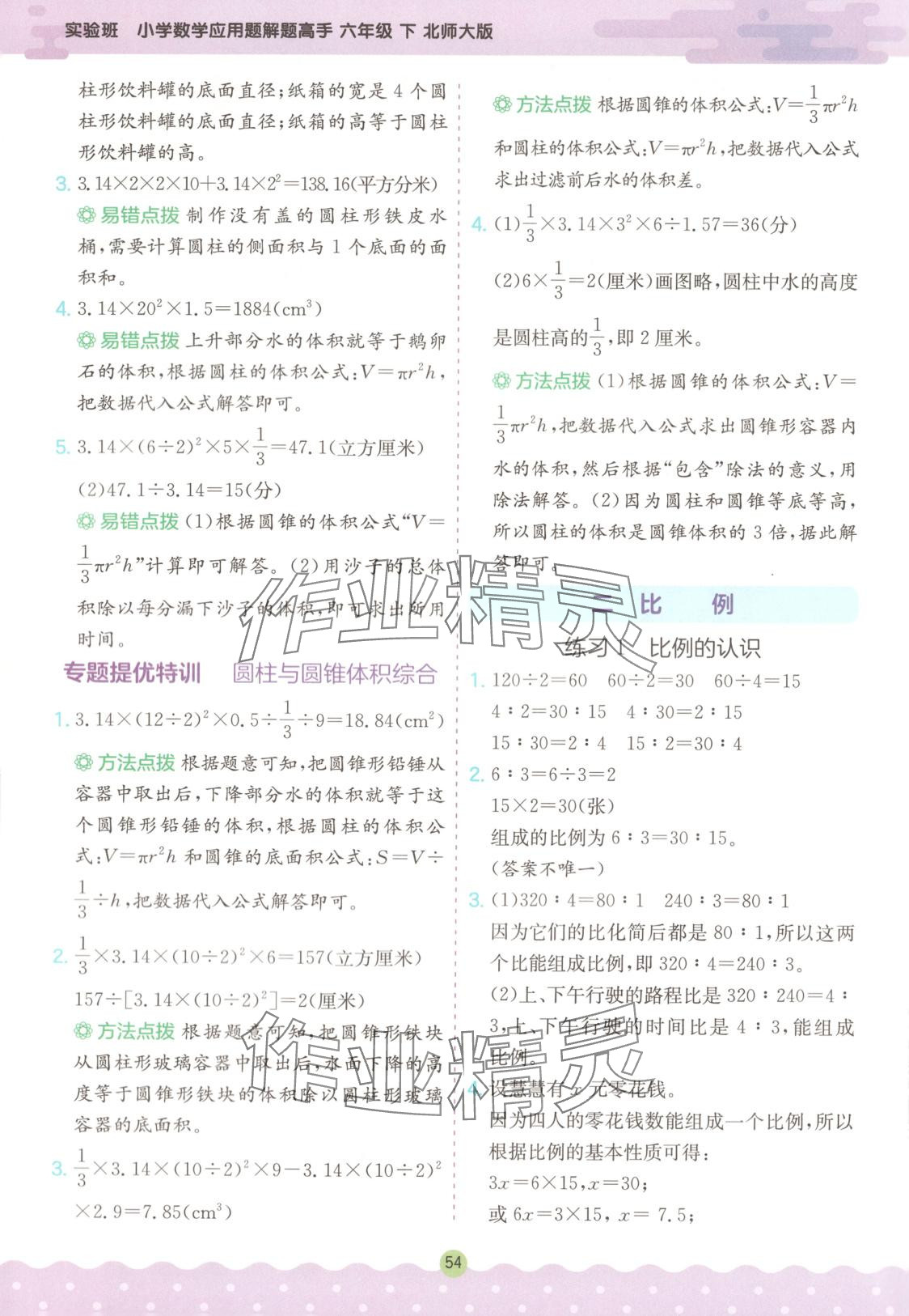2025年春雨教育解题高手六年级数学下册北师大版 第2页