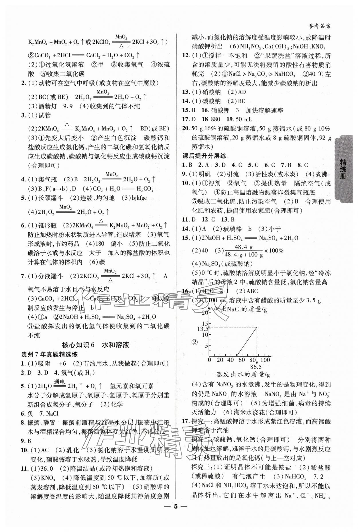 2024年練客新中考新思路化學(xué)貴州專版&nbsp;參考答案第4頁