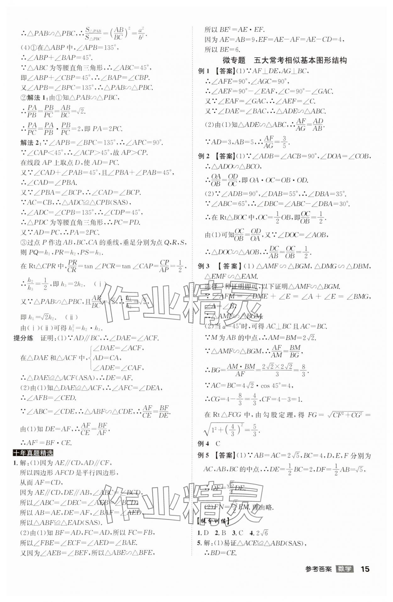 2024年中考總復(fù)習(xí)名師A計(jì)劃數(shù)學(xué)中考 參考答案第15頁