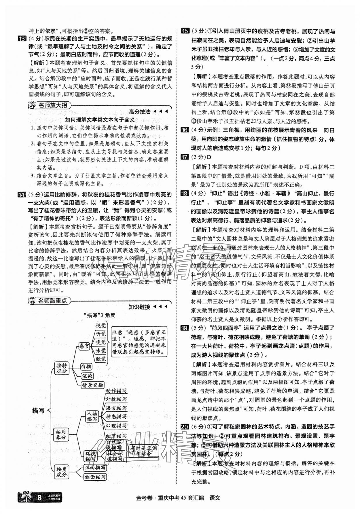 2025年金考卷中考45套匯編語文重慶專版 參考答案第8頁