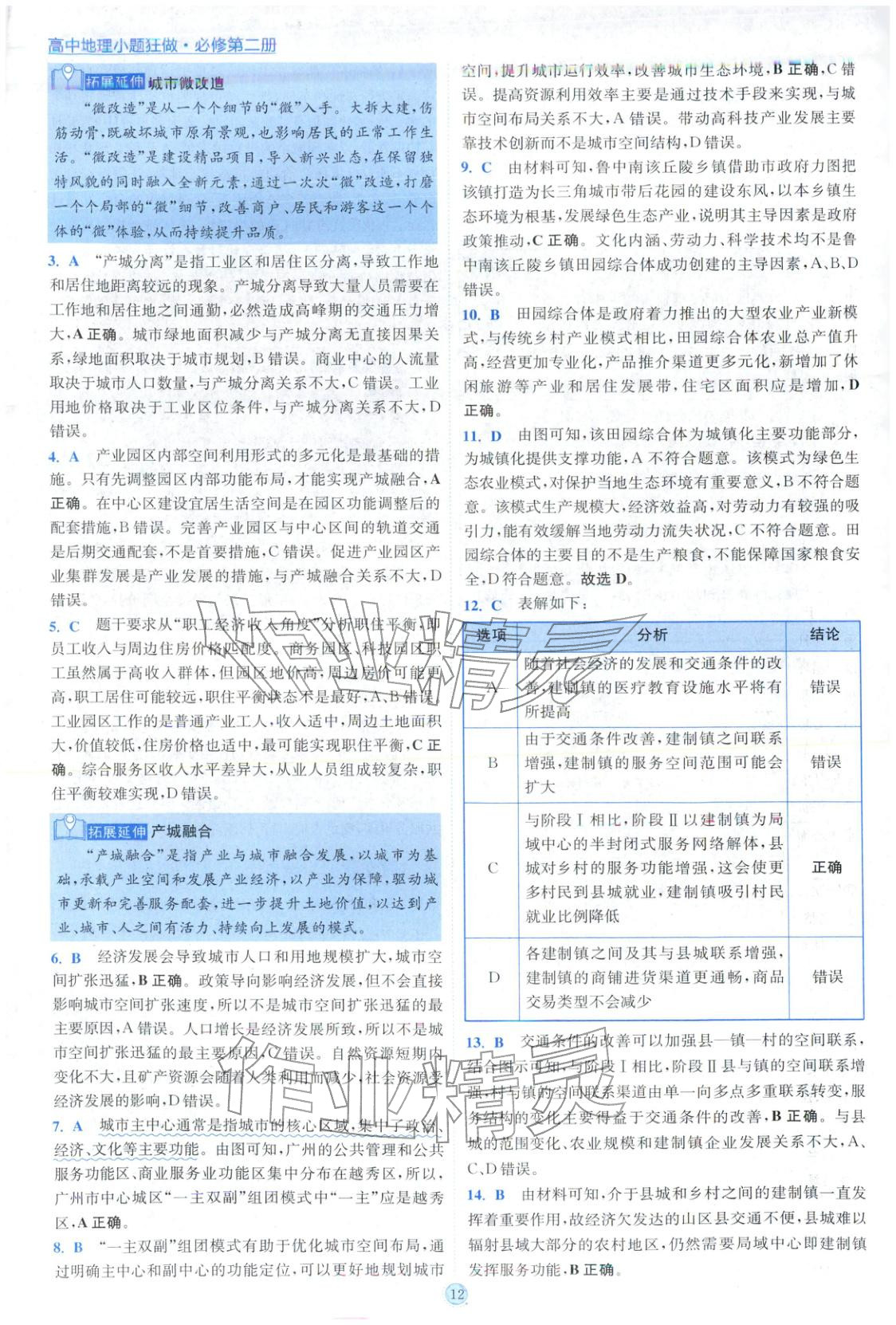 2025年小题狂做高中地理必修第二册人教版 参考答案第12页