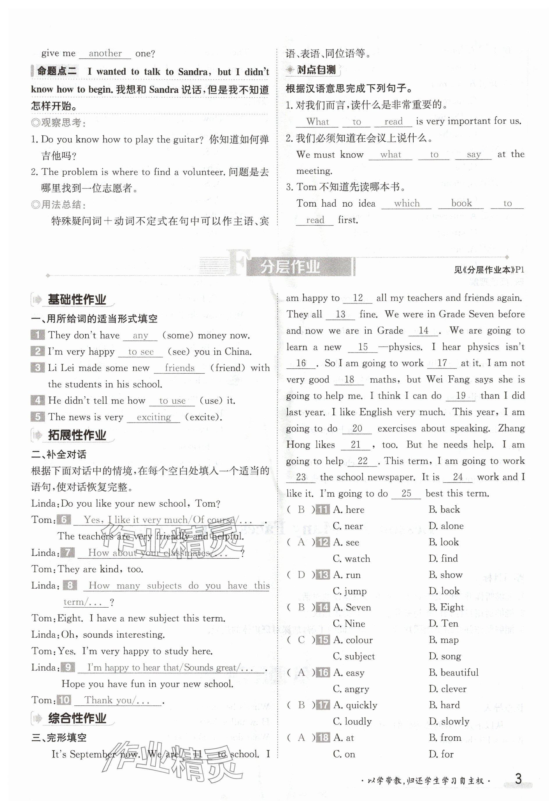 2024年金太阳导学案八年级英语上册冀教版 参考答案第3页