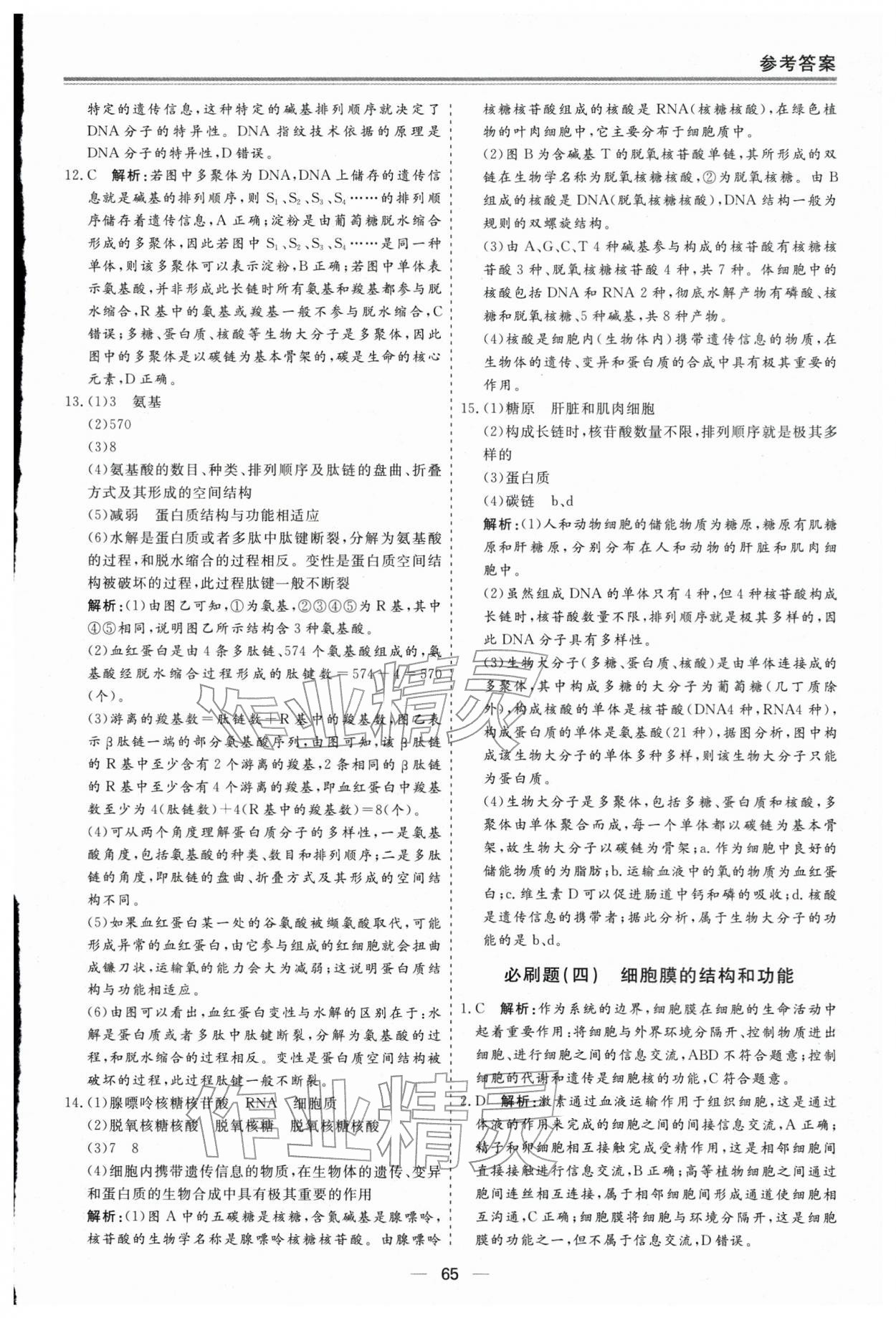 2026年期末单元作业假期必刷题高一生物&nbsp;第5页