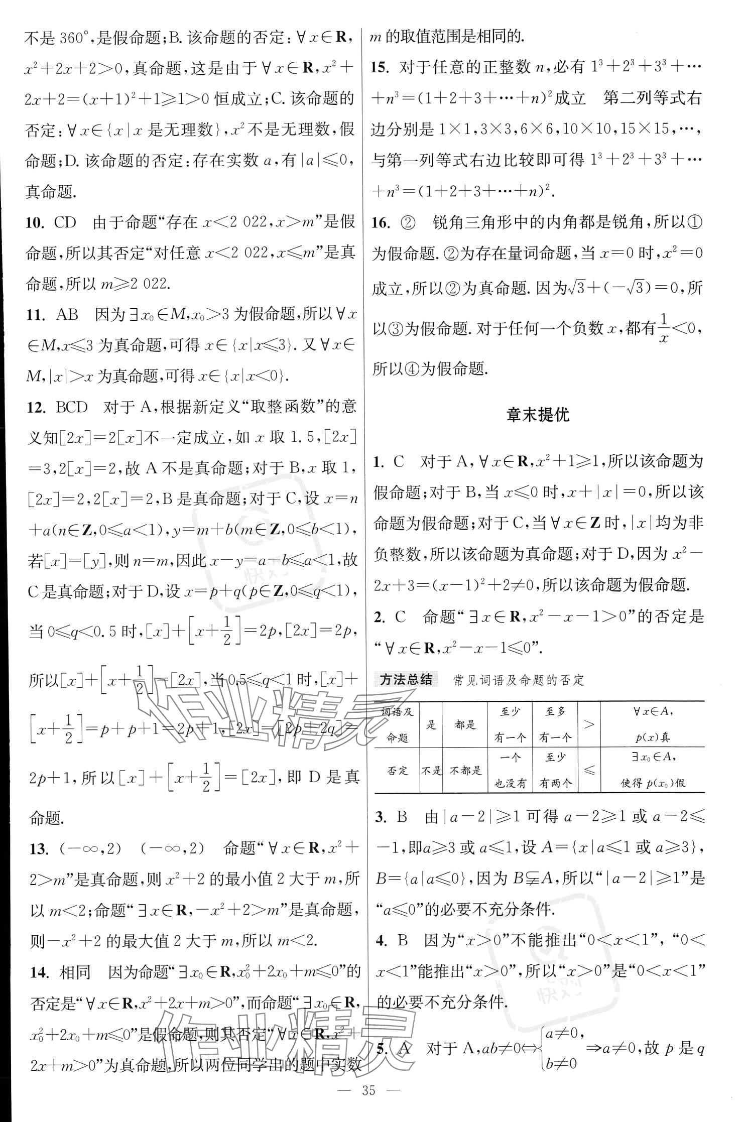 2023年小題狂做高中數(shù)學必修第一冊蘇教版 參考答案第11頁