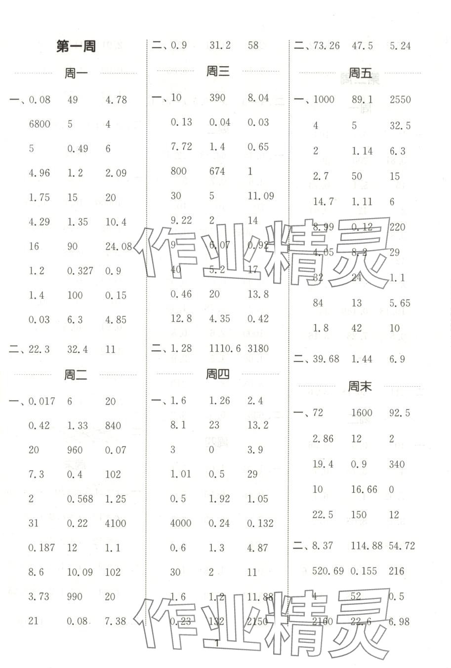 2025年通城学典计算能手五年级数学下册青岛版 第1页