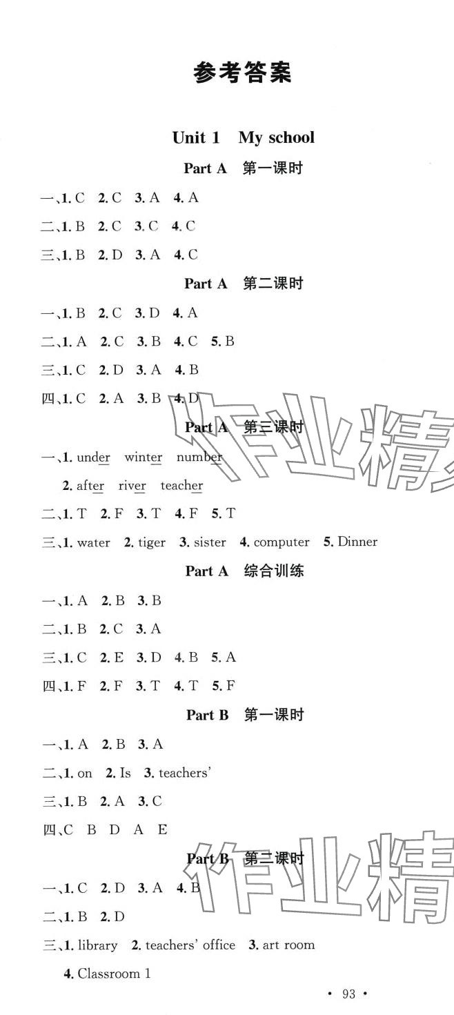 2024年名校课堂四年级英语下册人教版 第1页