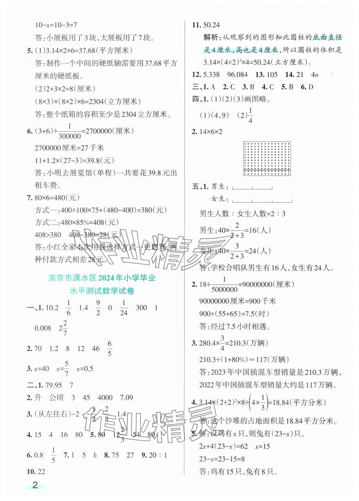 2025年江蘇小學畢業升學考試精選好卷28套數學 第2頁