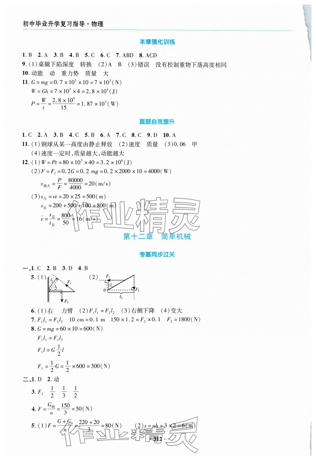 2024年初中畢業(yè)升學(xué)復(fù)習(xí)指導(dǎo)物理 參考答案第11頁(yè)