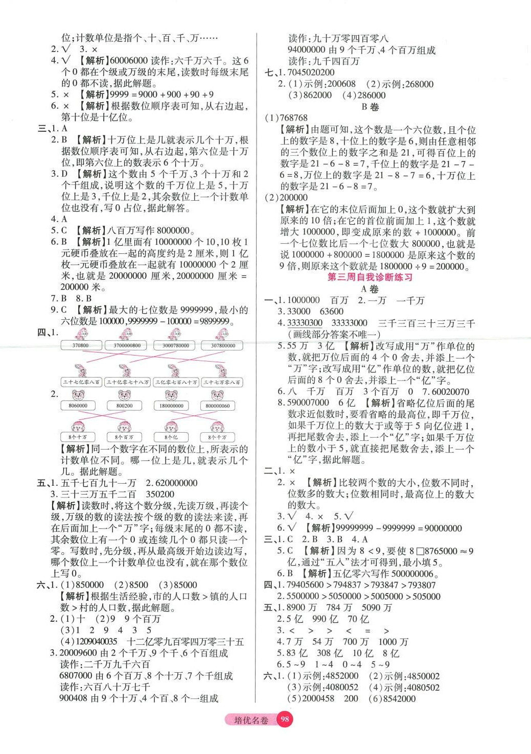 2024年培優(yōu)名卷四年級(jí)數(shù)學(xué)下冊(cè)冀教版B版 參考答案第2頁(yè)