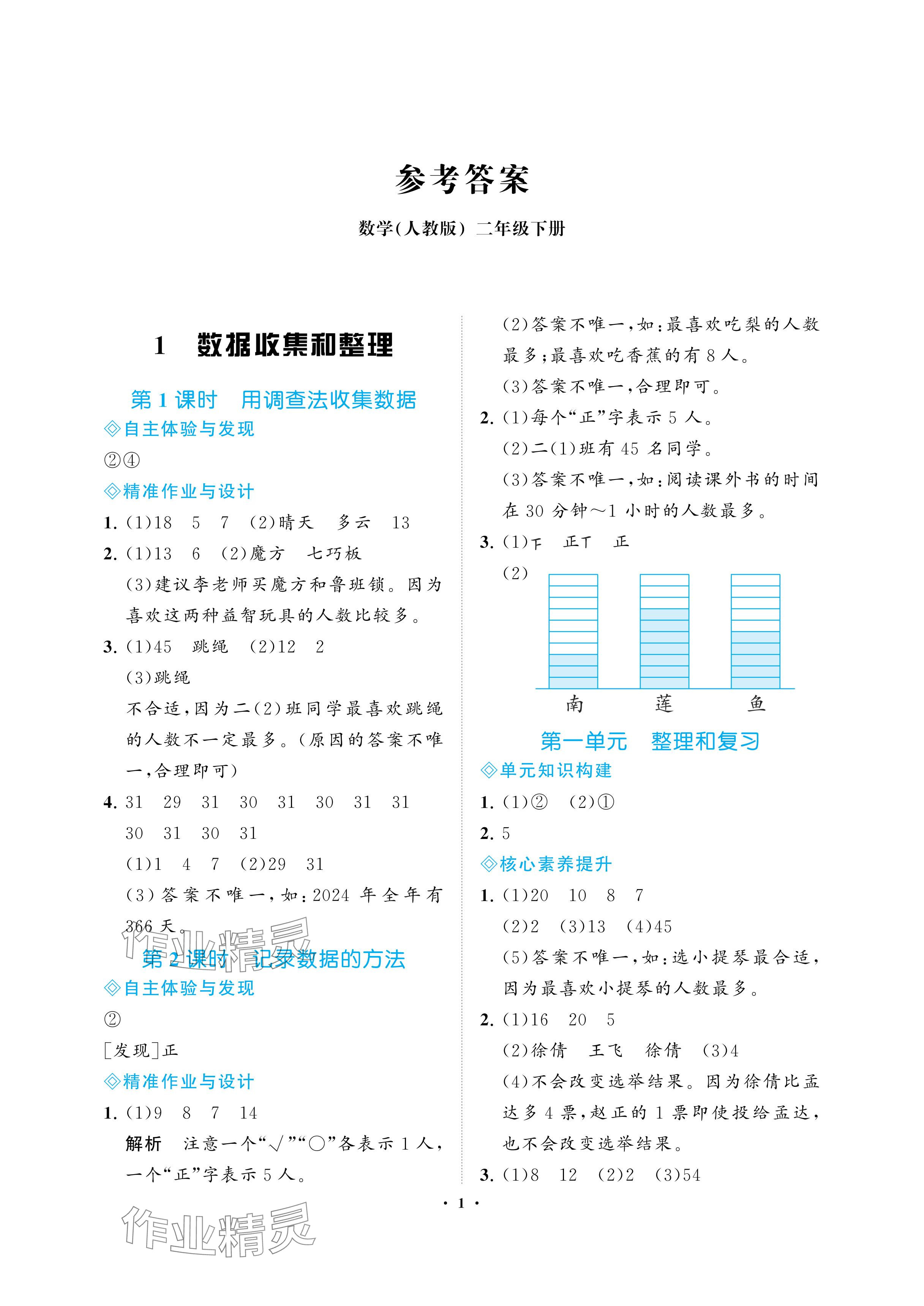 2024年新課程學(xué)習(xí)指導(dǎo)海南出版社二年級(jí)數(shù)學(xué)下冊(cè)人教版 參考答案第1頁