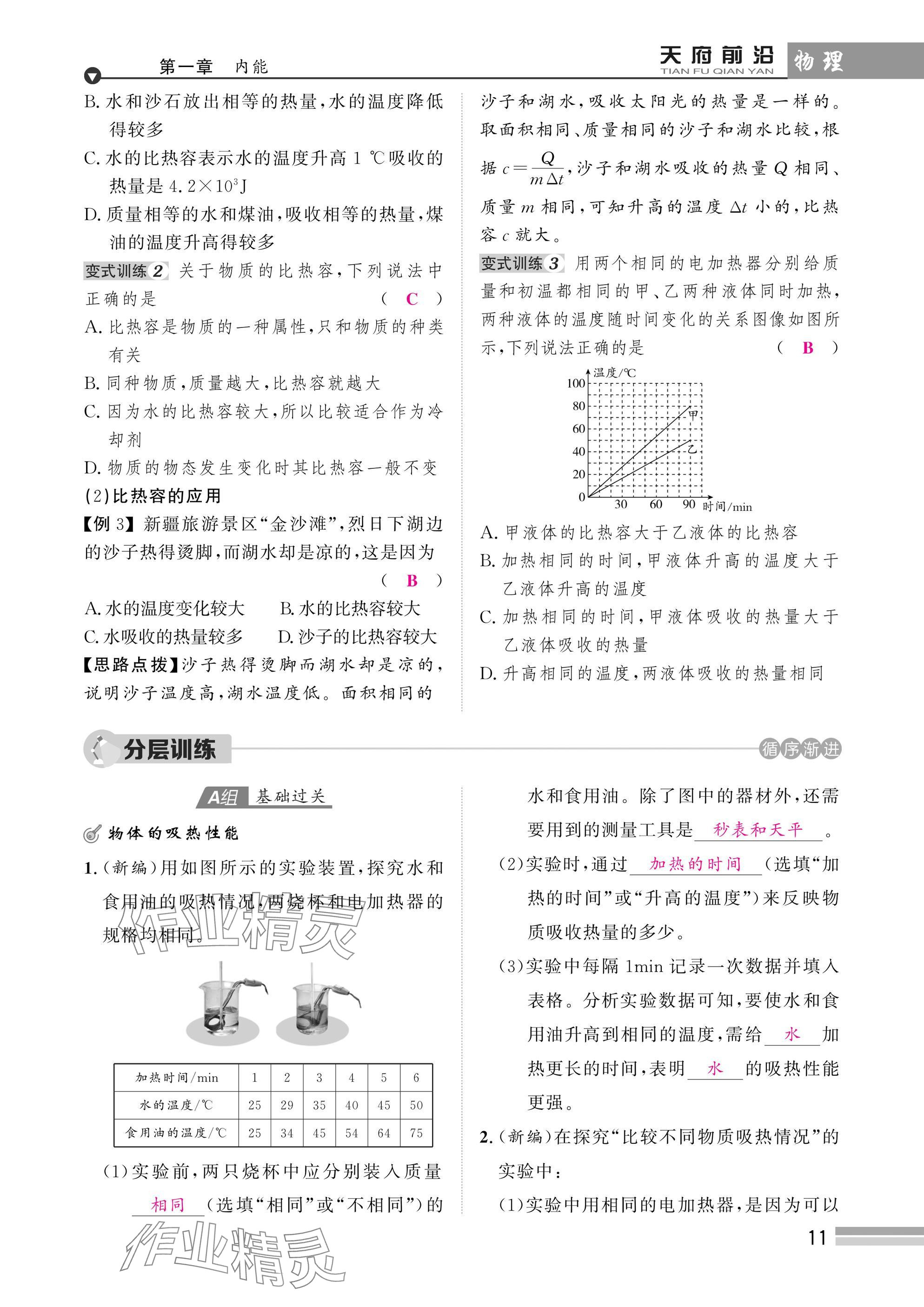 2025年天府前沿課時同步培優(yōu)訓練九年級物理全一冊教科版 參考答案第11頁