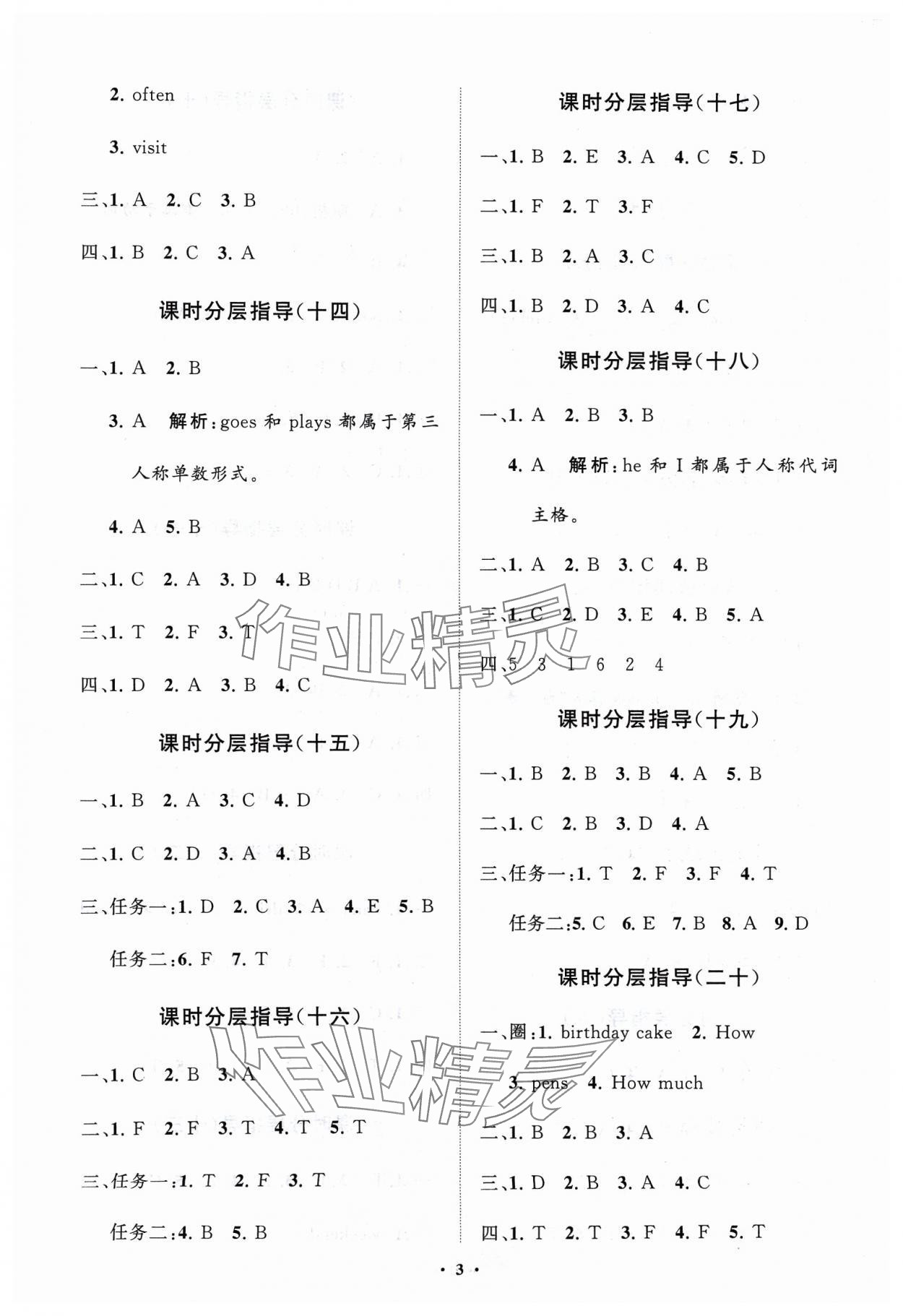 2024年同步練習(xí)冊(cè)分層指導(dǎo)四年級(jí)英語(yǔ)下冊(cè)魯科版五四制 參考答案第3頁(yè)