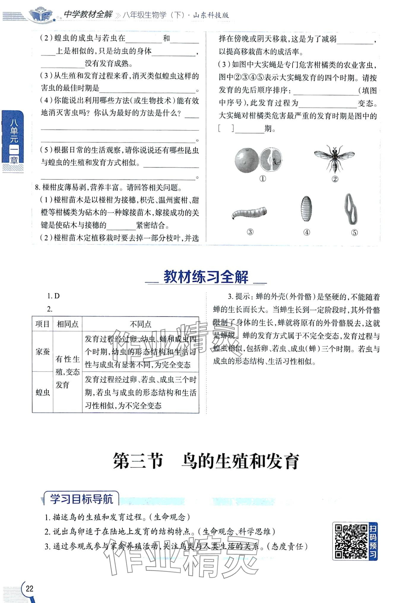 2024年教材課本八年級生物下冊魯科版五四制 第22頁