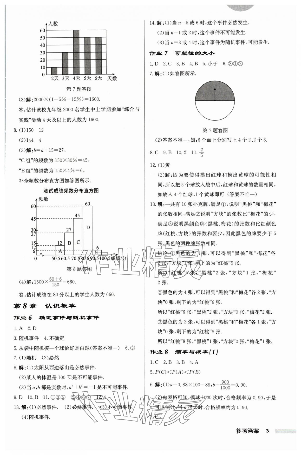 2024年启东中学作业本八年级数学下册苏科版徐州专版 参考答案第3页