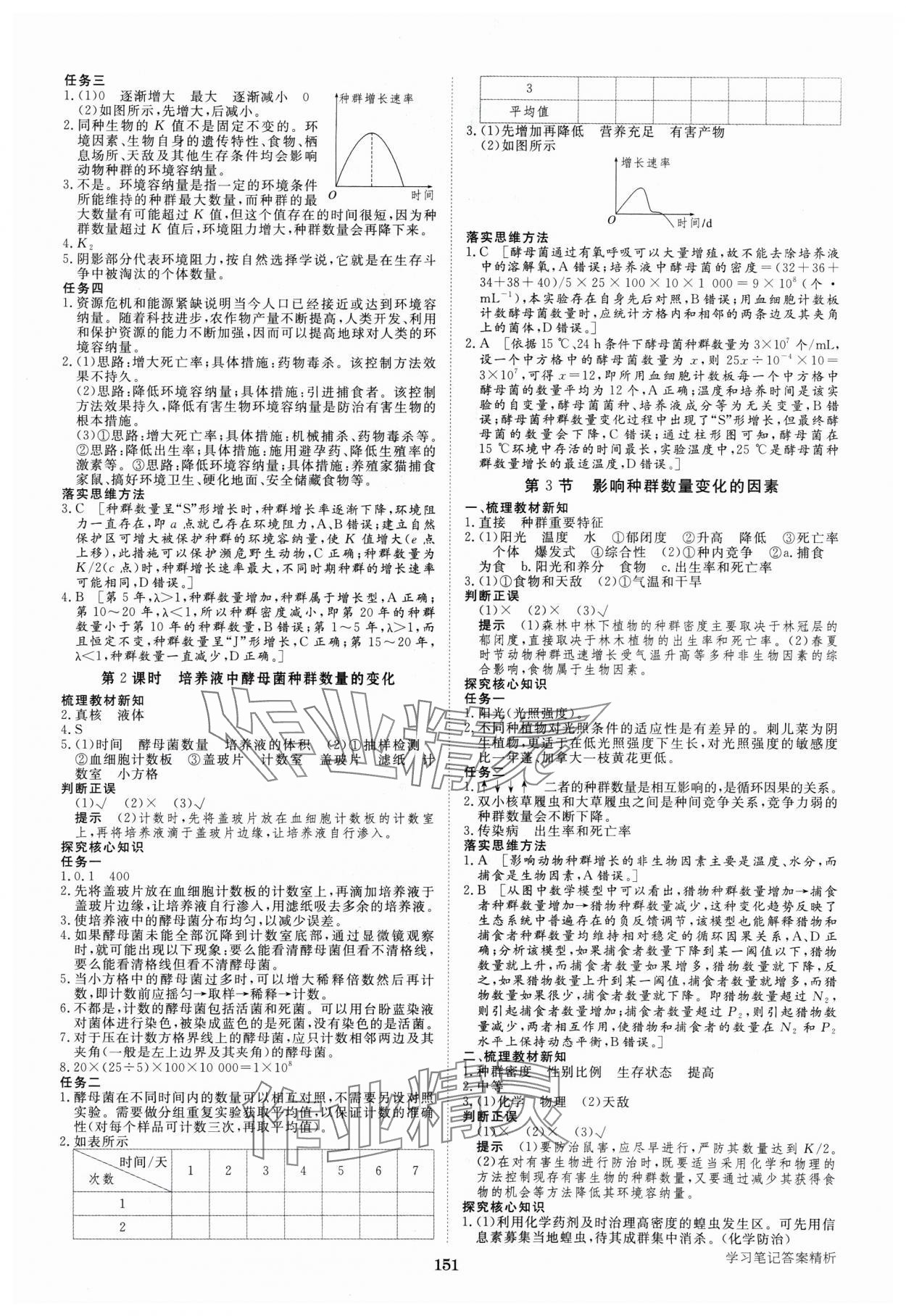 2025年步步高學習筆記高中生物選擇性必修2人教版 參考答案第2頁