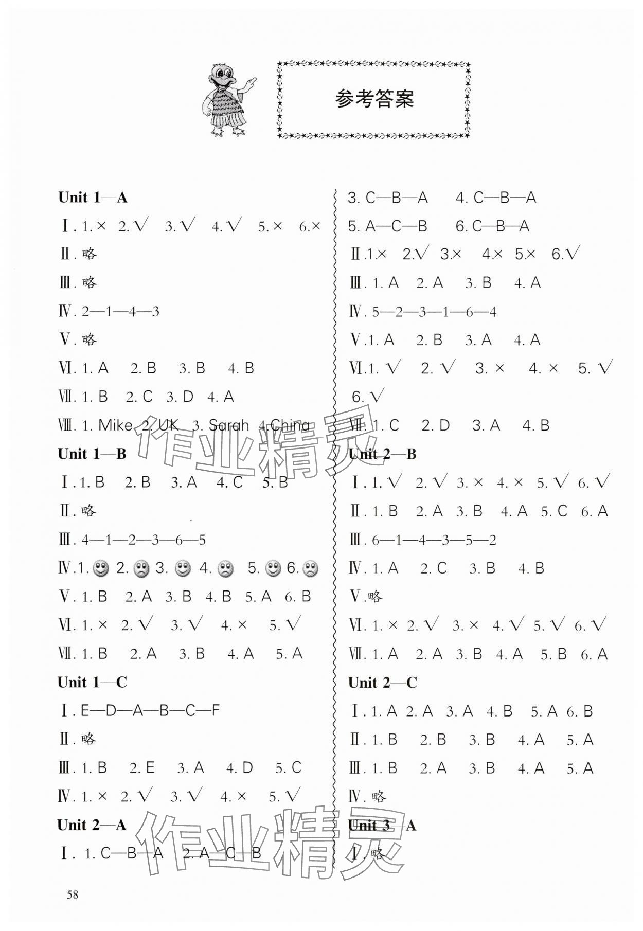 2024年小學(xué)課堂練習(xí)合肥工業(yè)大學(xué)出版社三年級英語下冊人教版 參考答案第1頁