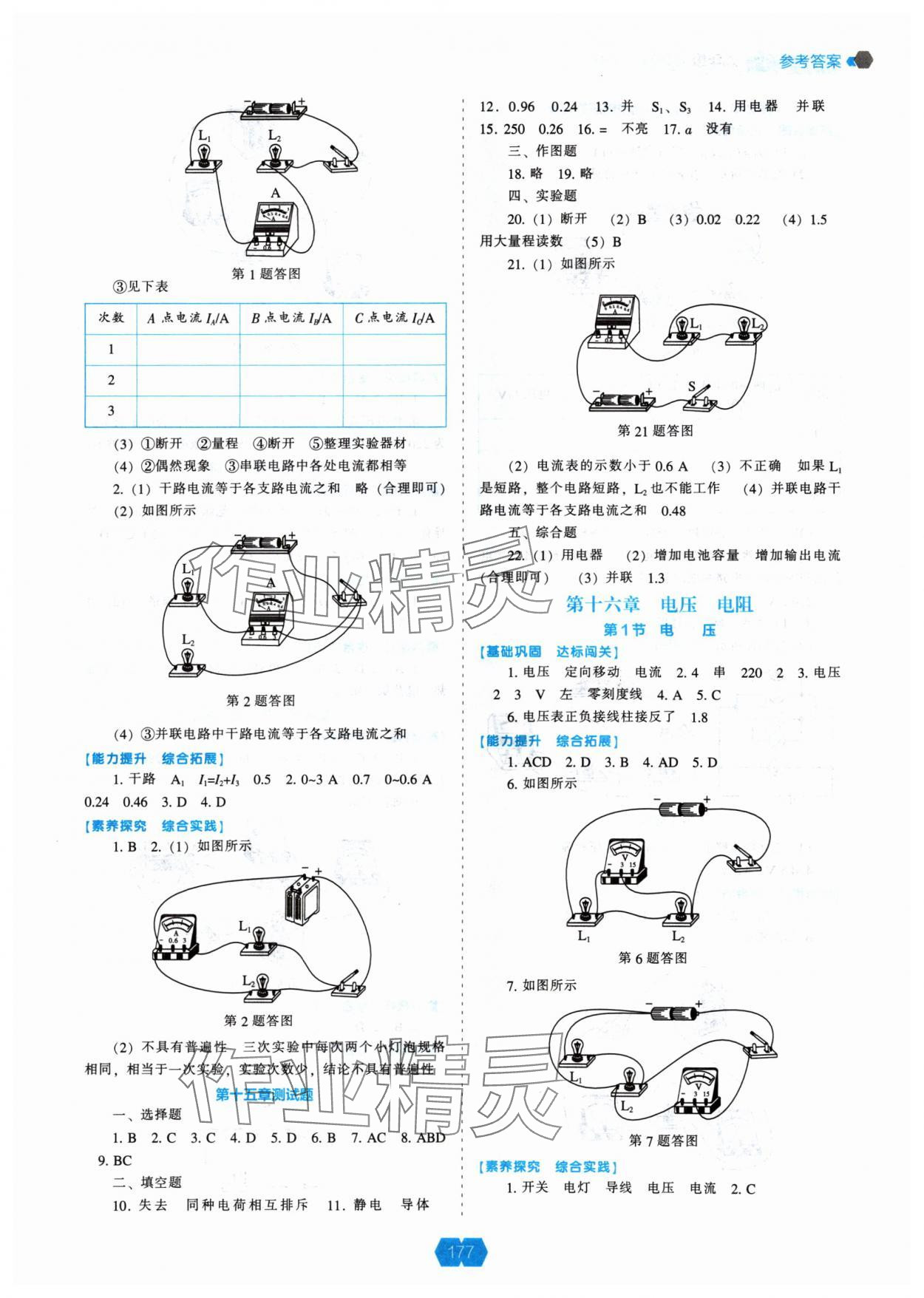 2024年新課程能力培養(yǎng)九年級物理上冊人教版 參考答案第4頁