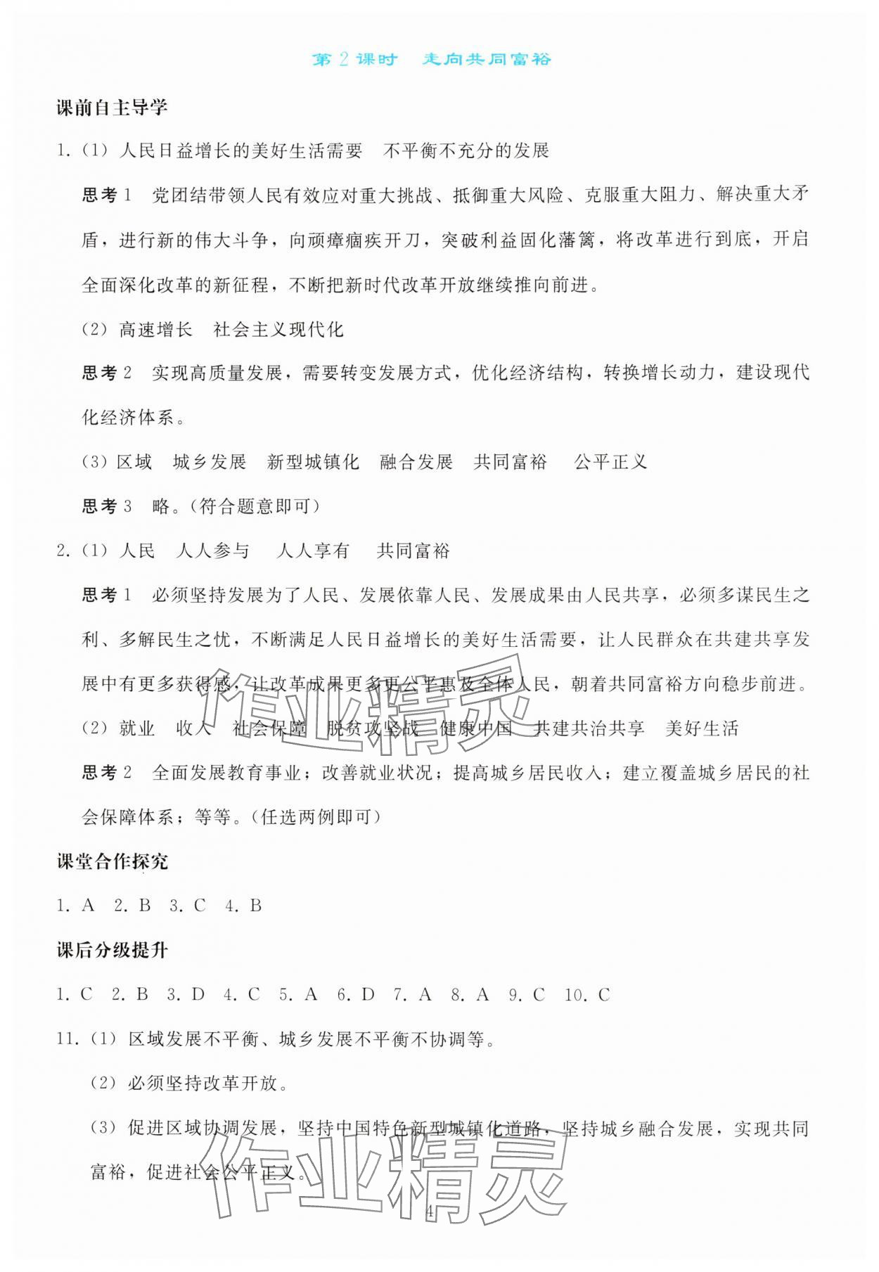 2025年同步轻松练习九年级道德与法治上册人教版 参考答案第3页