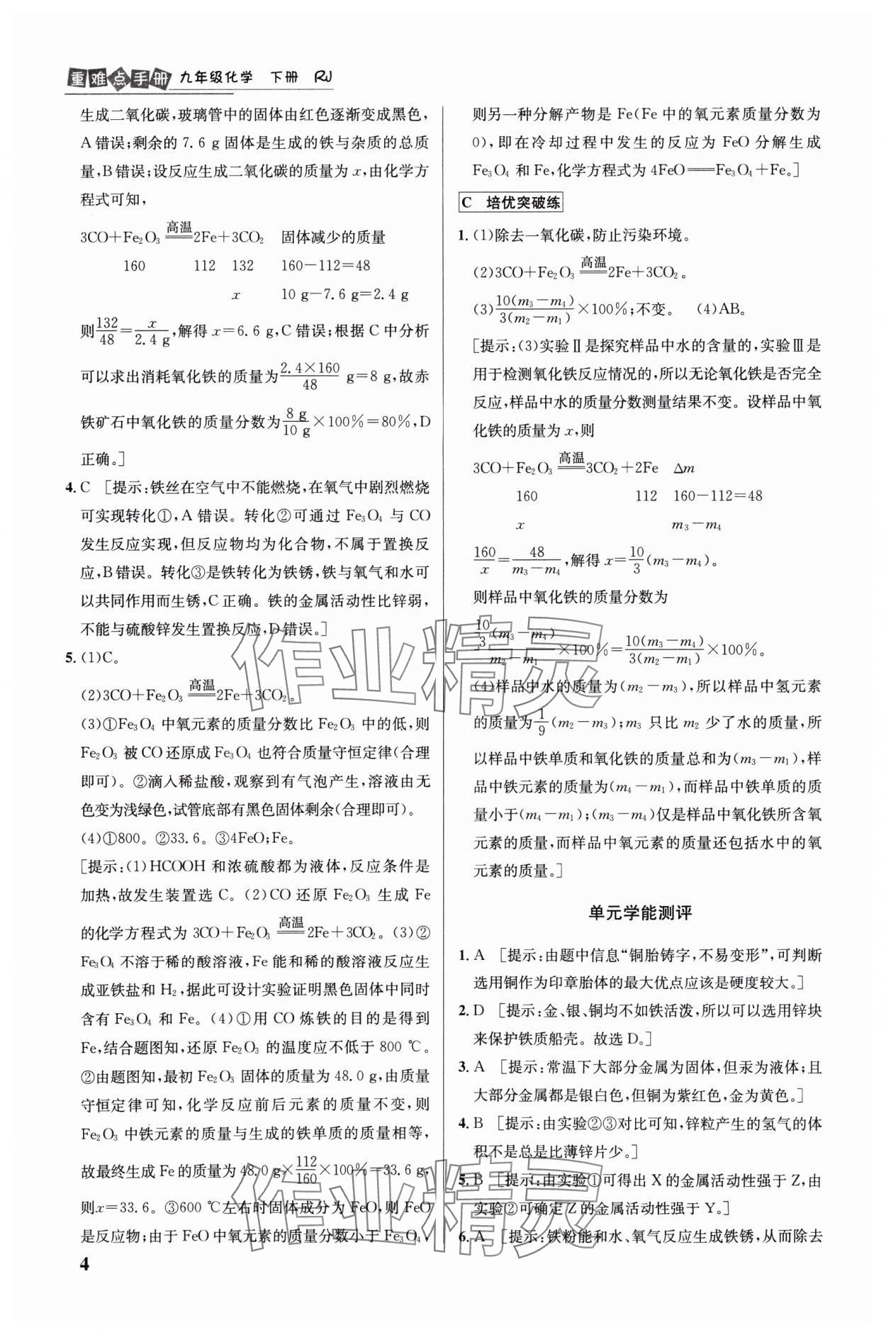 2025年重難點(diǎn)手冊九年級化學(xué)下冊人教版 第4頁