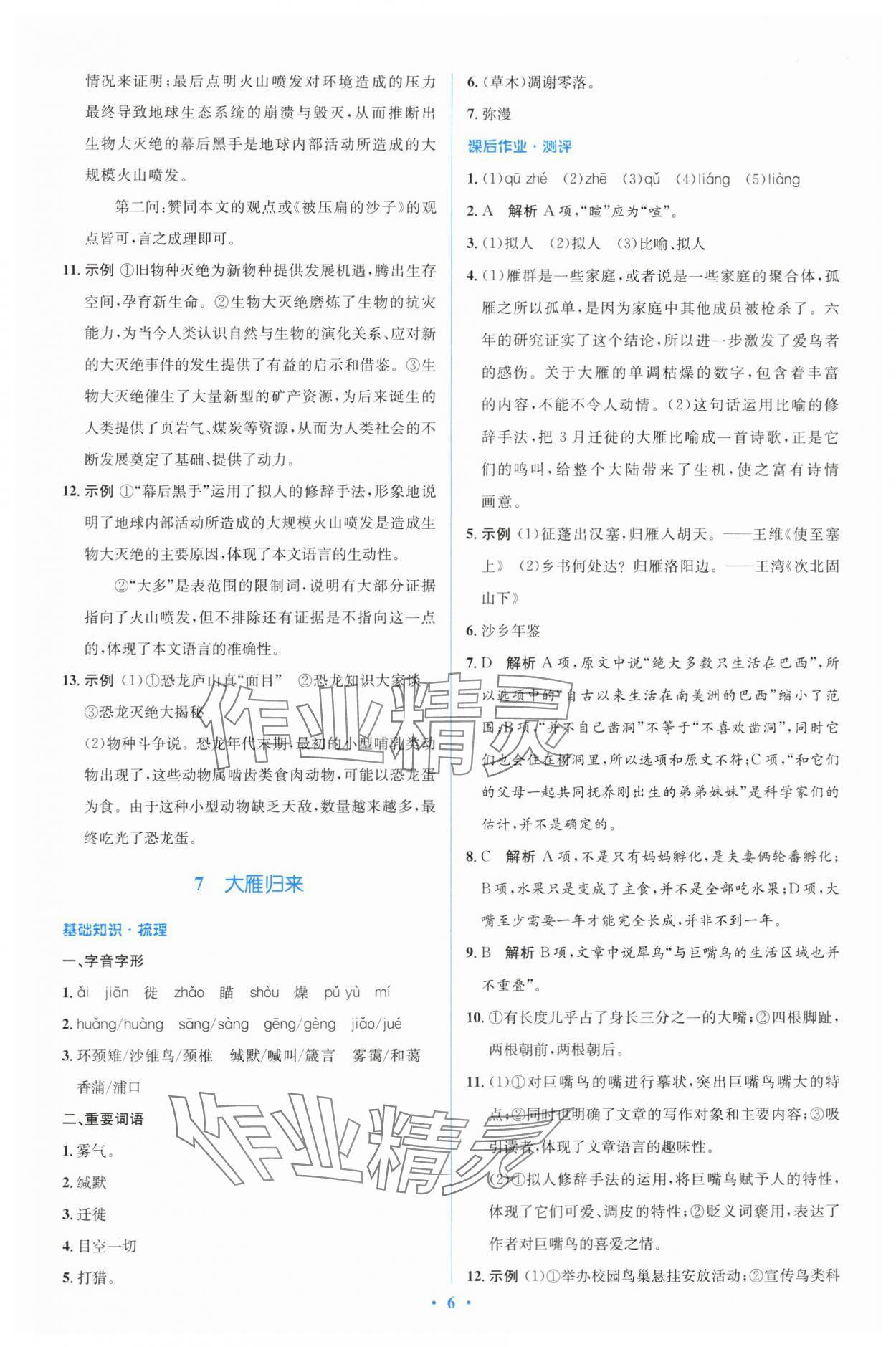 2024年人教金學(xué)典同步解析與測評學(xué)考練八年級語文下冊人教版 參考答案第6頁