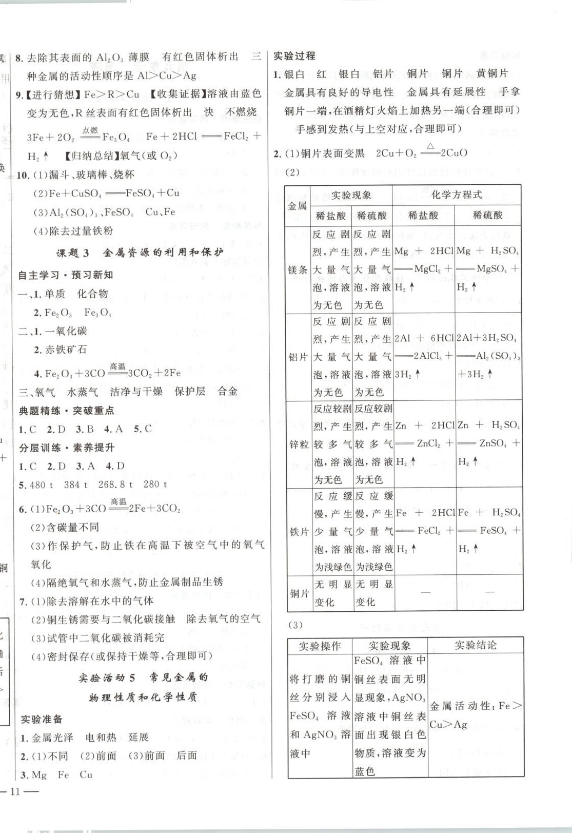 2025年夺冠百分百新导学课时练九年级化学下册人教版 参考答案第2页