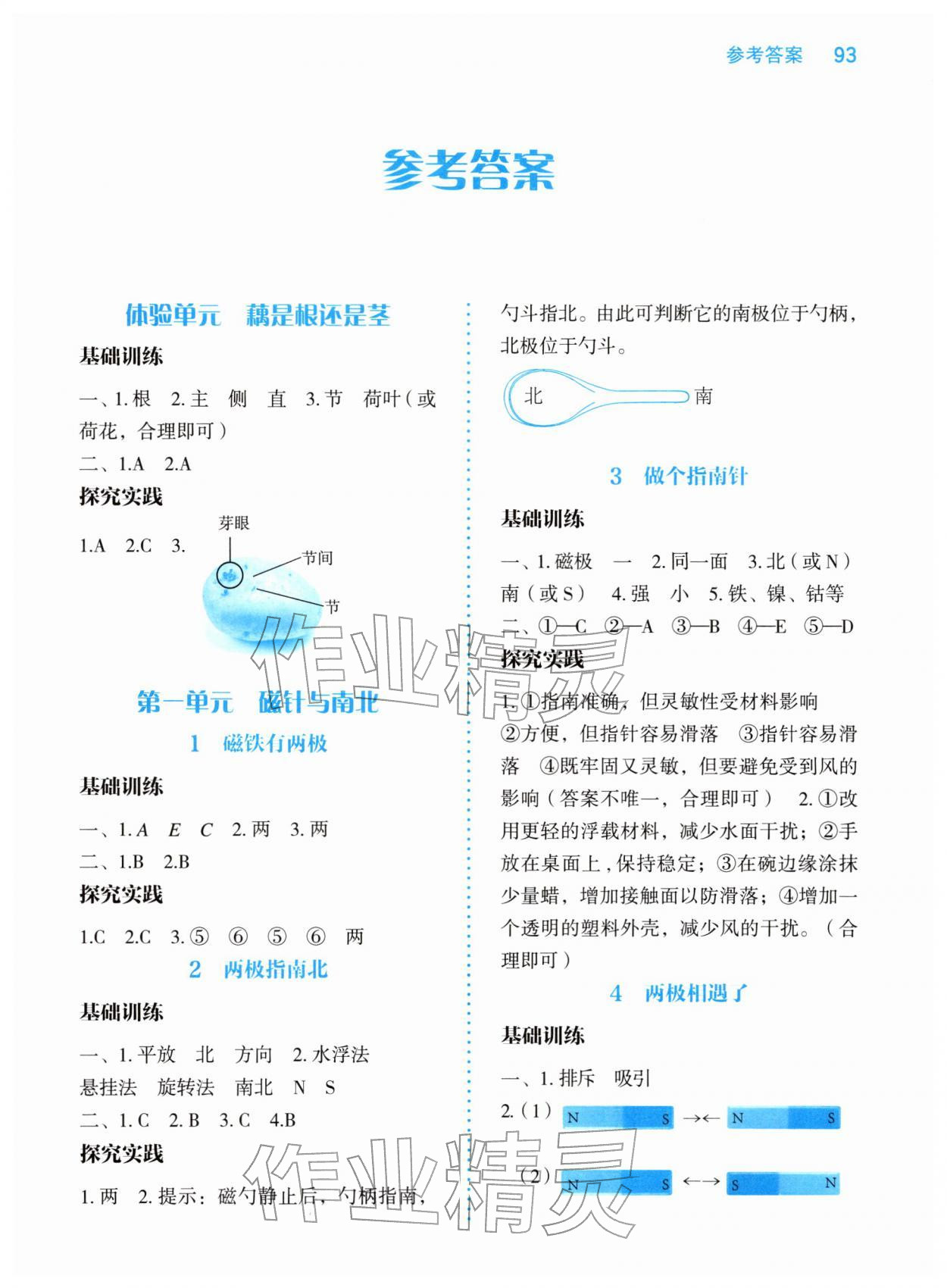 2026年科学探究与训练三年级科学下册大象版&nbsp;参考答案第1页