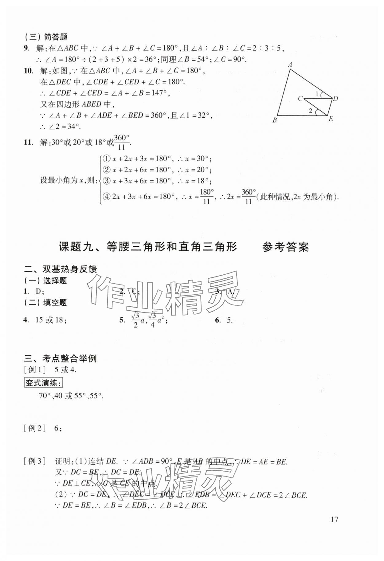 2024年初中数学复习点要&nbsp;参考答案第17页