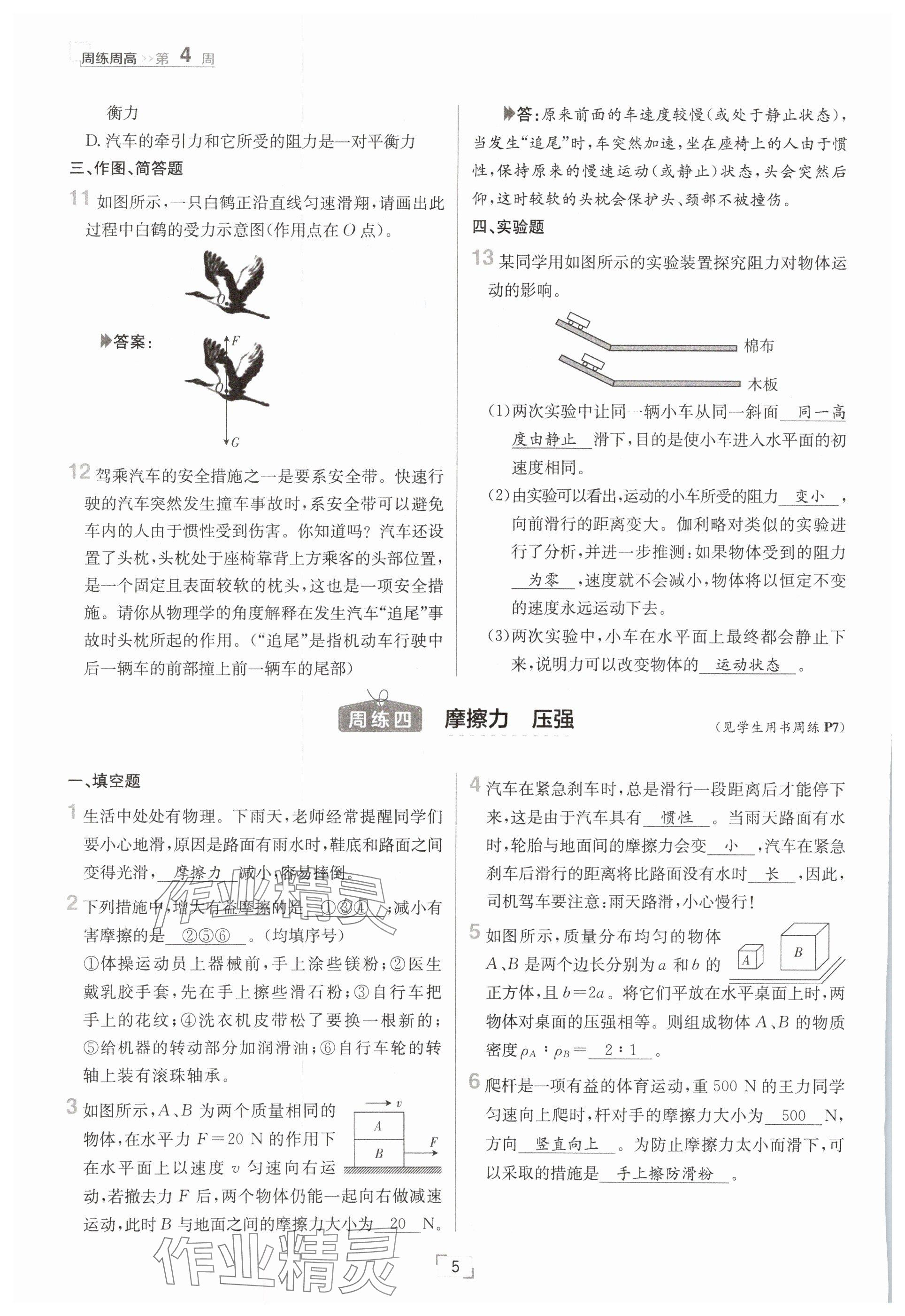 2025年日清周練八年級(jí)物理下冊(cè)人教版 參考答案第5頁