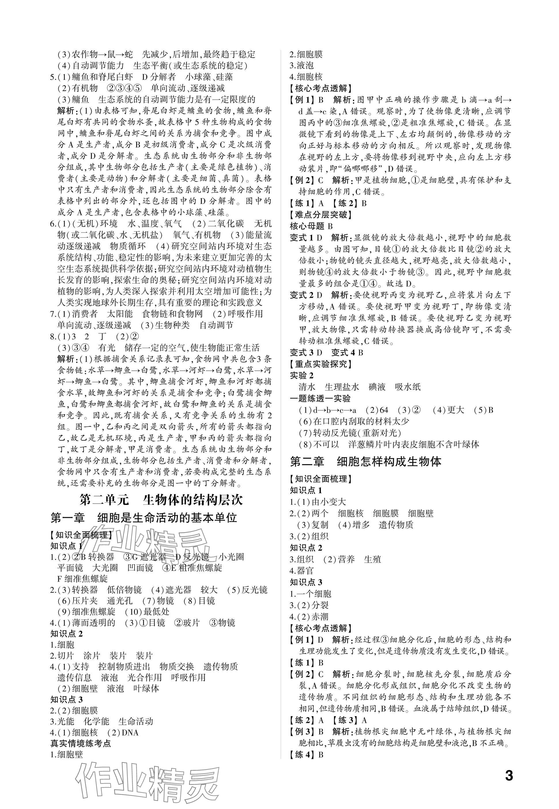 2025年中考备战生物山东专版 参考答案第2页