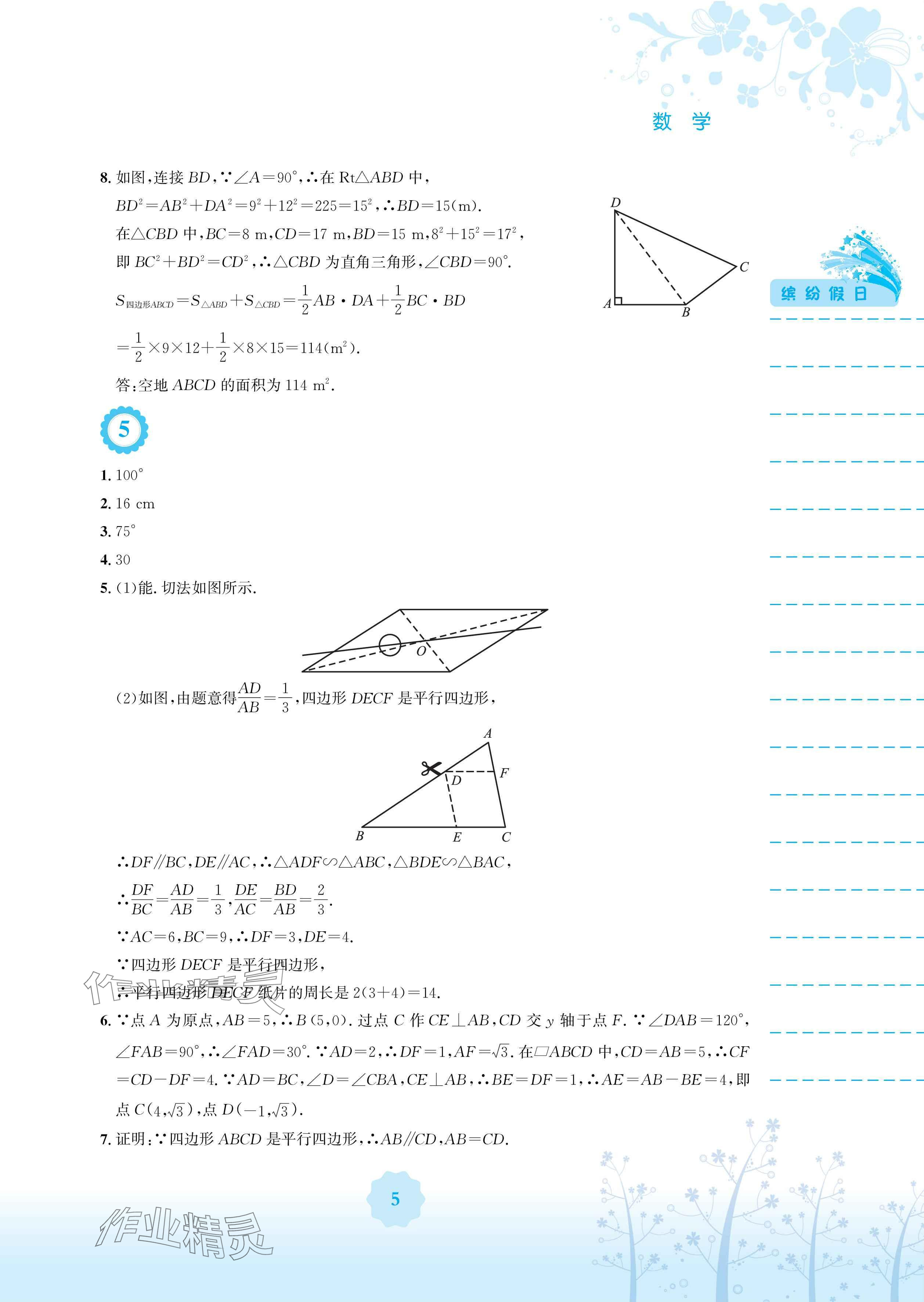 2025年暑假生活八年級數(shù)學(xué)人教版安徽教育出版社 參考答案第5頁