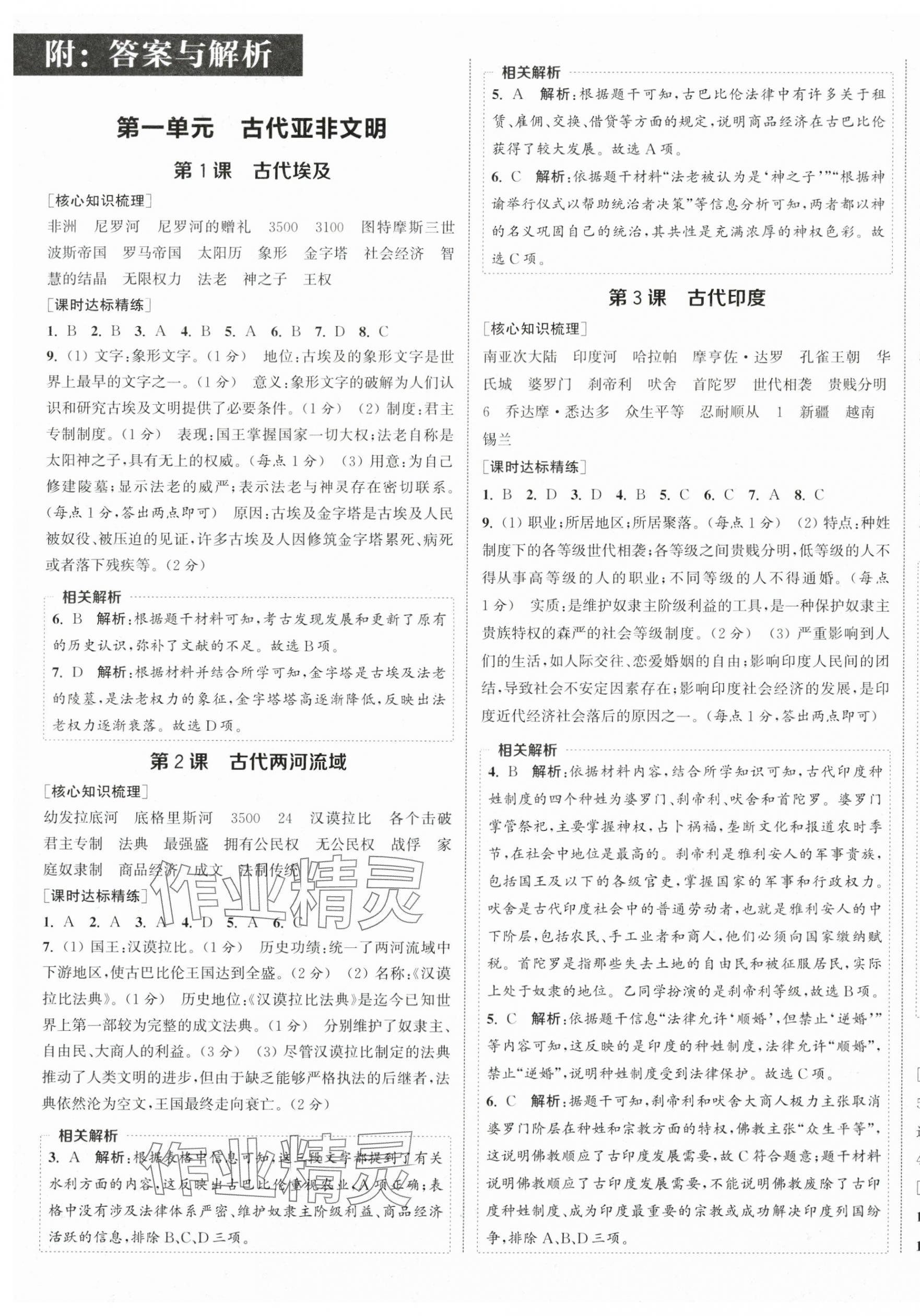 2025年通成學典課時作業本九年級歷史上冊人教版南通專版 第1頁