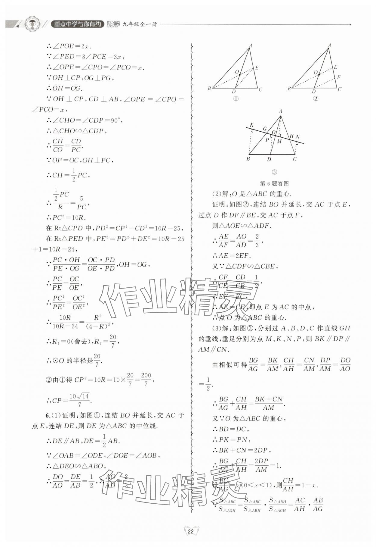2025年重點中學與你有約九年級數學全一冊浙教版 參考答案第22頁