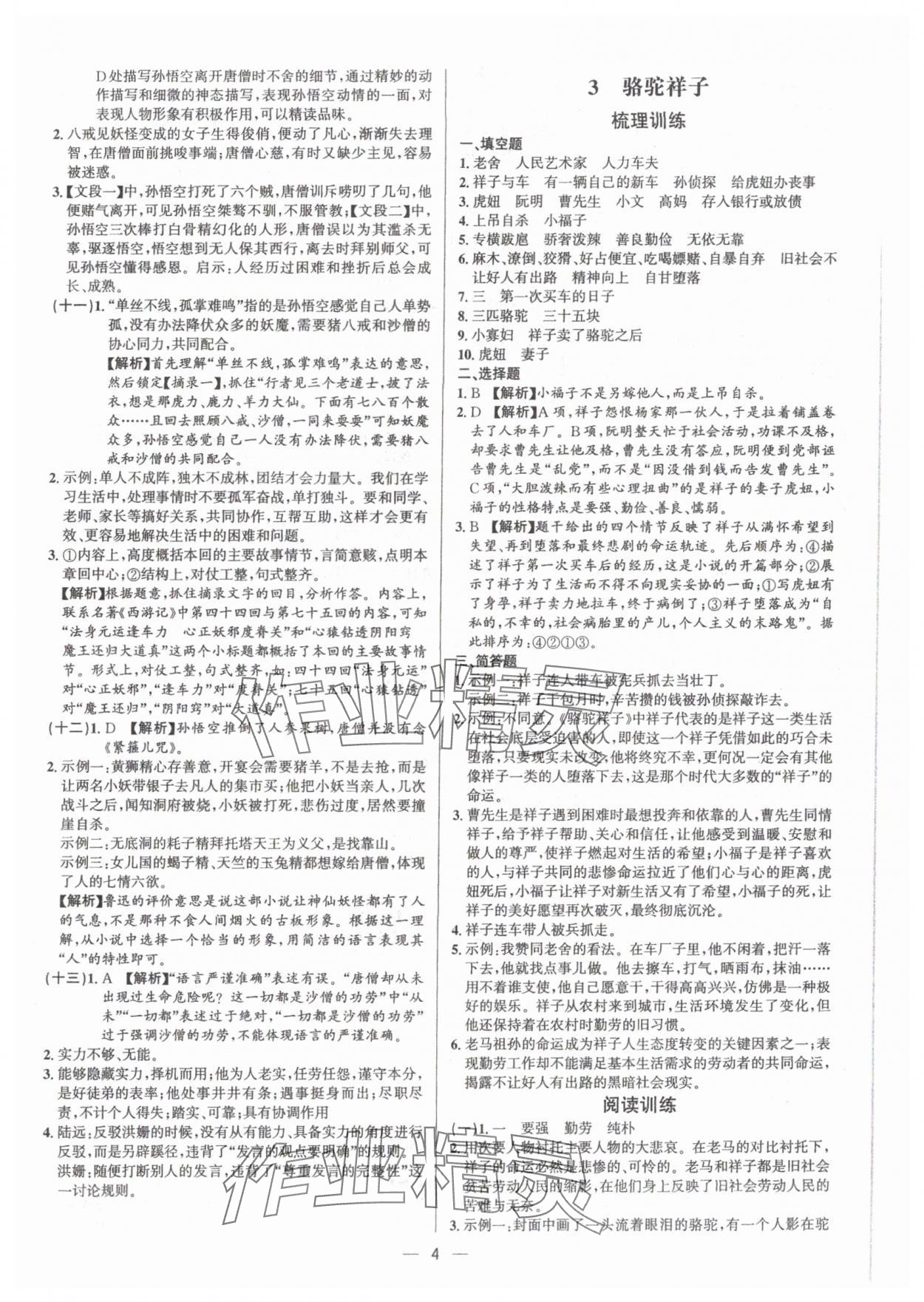 2025年啄木鳥閱讀中考名著導(dǎo)讀語文中考人教版 參考答案第4頁