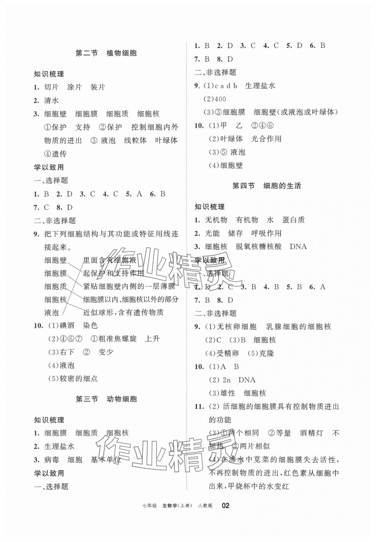 2024年學(xué)習(xí)之友七年級(jí)生物上冊(cè)人教版 參考答案第2頁(yè)