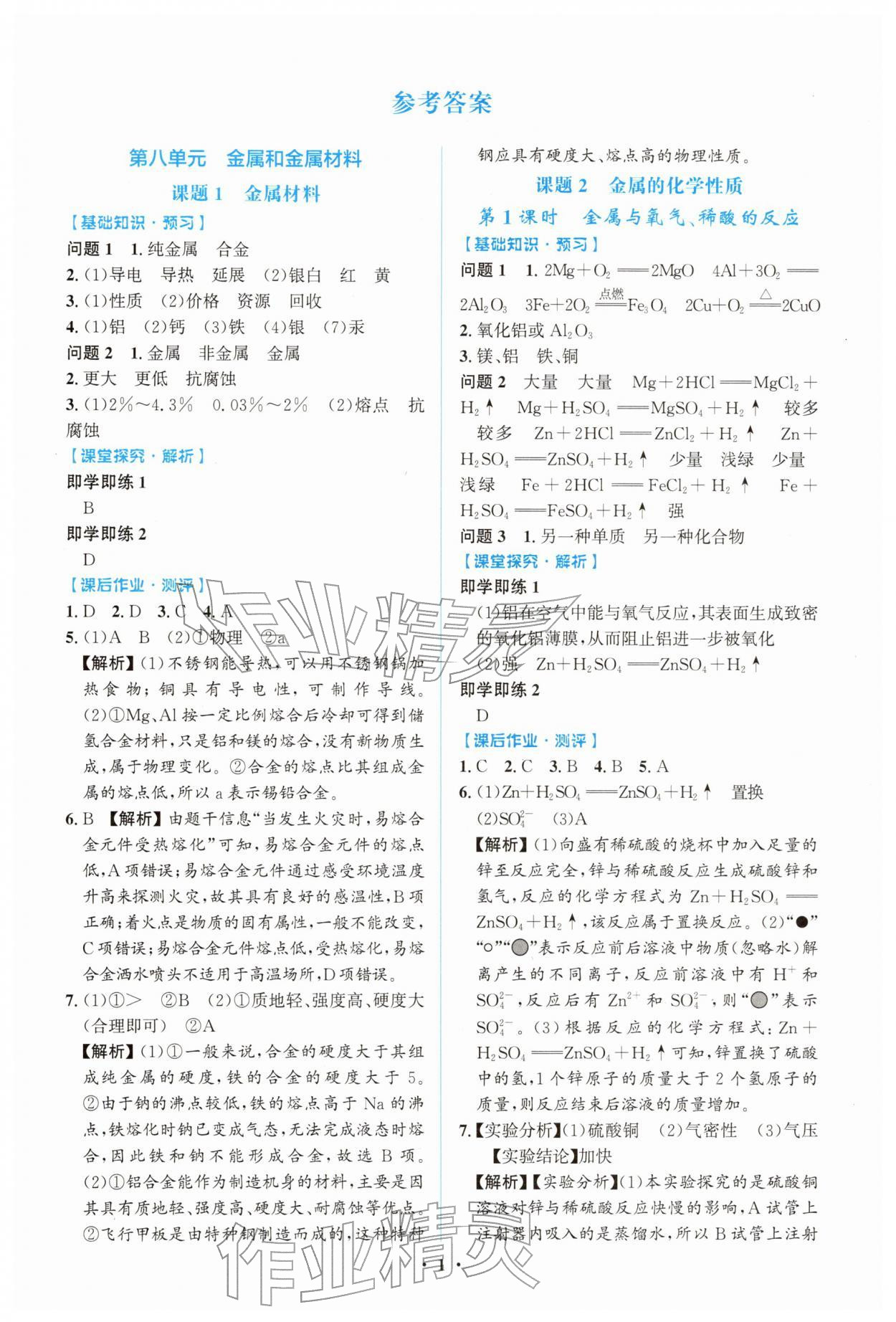 2026年同步解析与测评学考练九年级化学下册人教版广东专版&nbsp;第1页