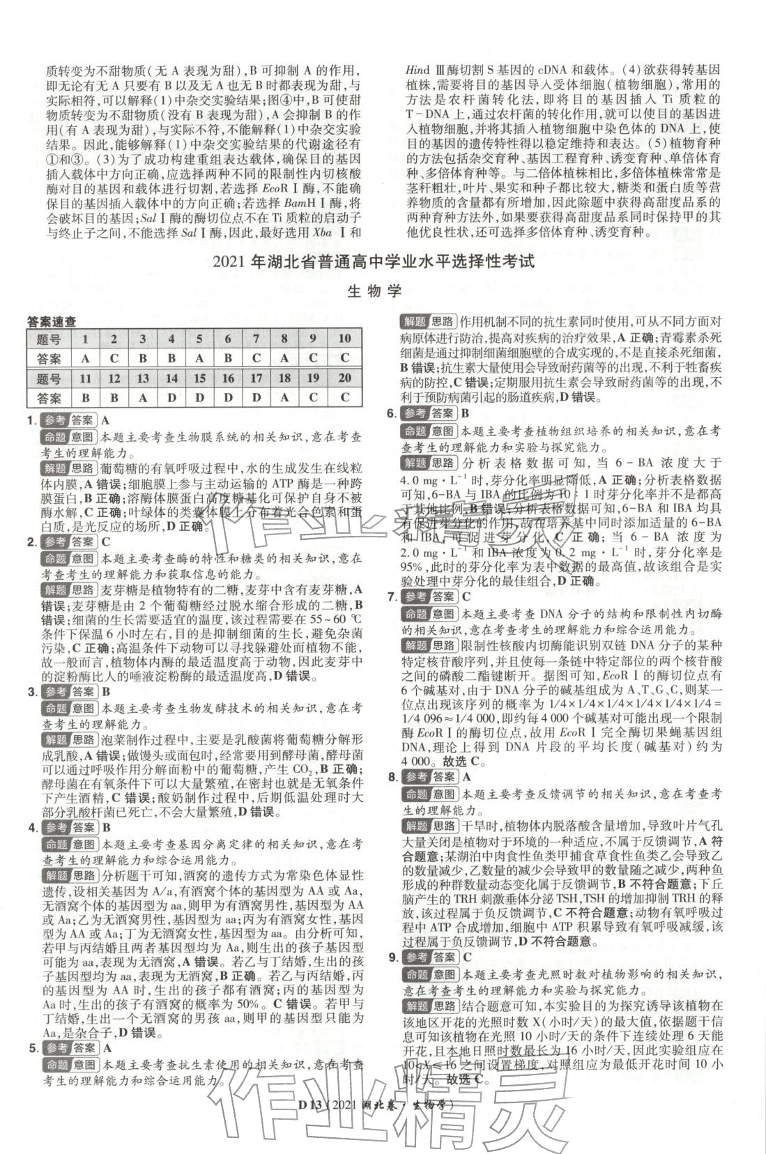 2026年新高考5年真題生物湖北專版&nbsp;第13頁