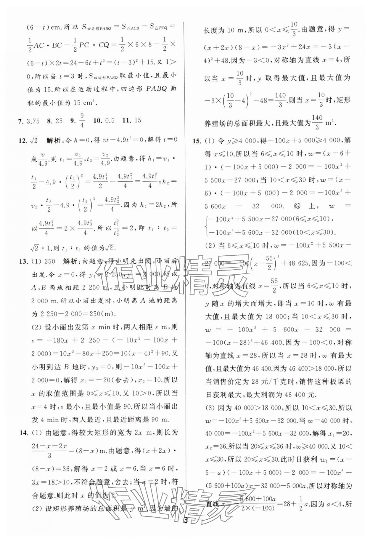 2024年亮点给力大试卷九年级数学下册苏科版 参考答案第3页