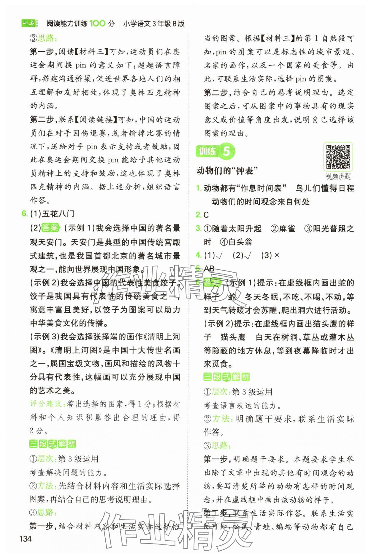 2025年一本閱讀能力訓練100分三年級語文人教B版福建專版 參考答案第3頁
