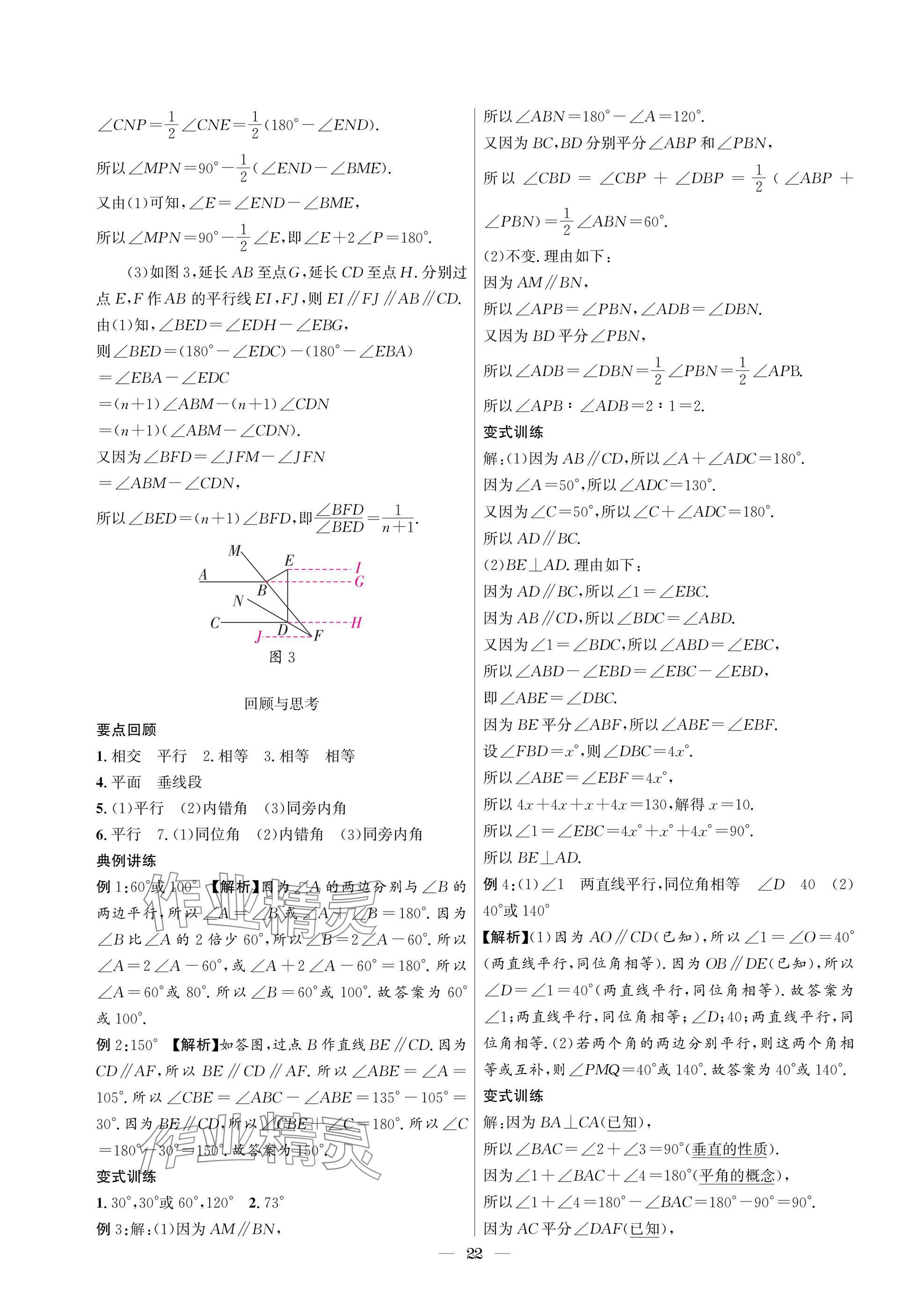2025年中輔一號課內達標同步學案七年級數學下冊北師大版 參考答案第22頁