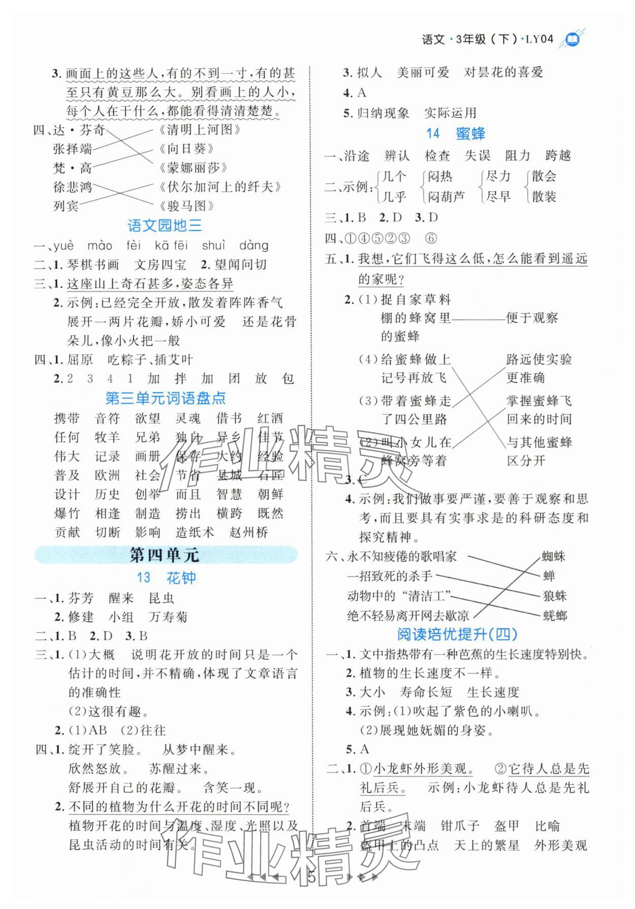 2024年細解巧練三年級語文下冊人教版 參考答案第5頁