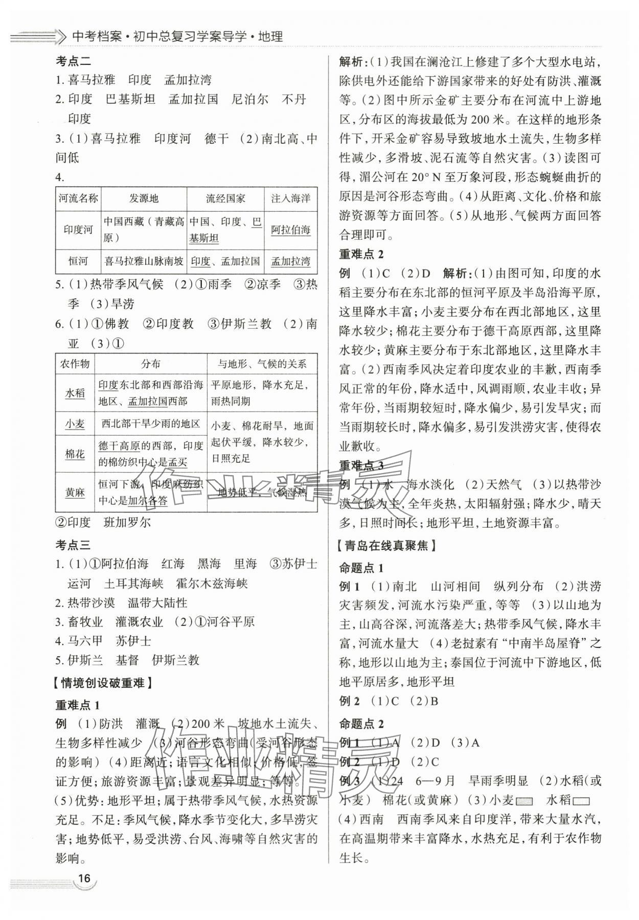 2024年中考檔案地理青島專版 第16頁