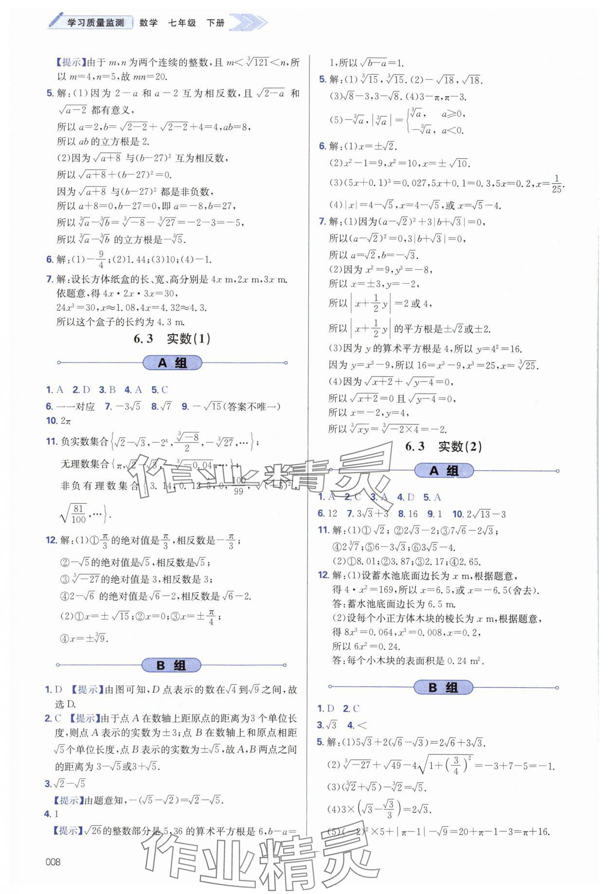 2024年學(xué)習(xí)質(zhì)量監(jiān)測(cè)七年級(jí)數(shù)學(xué)下冊(cè)人教版 第8頁