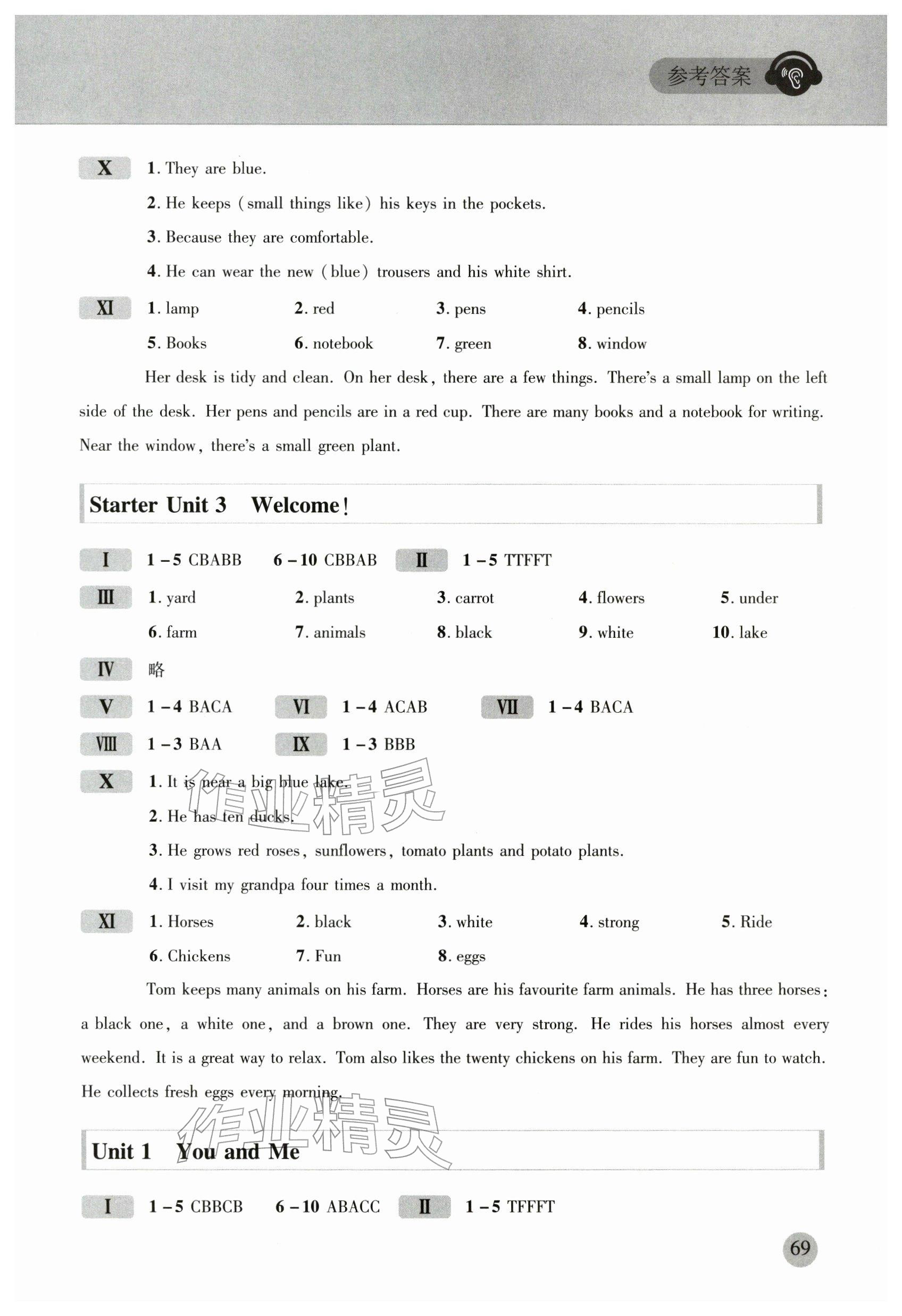 2025年初中英语同步听力训练人民教育出版社七年级上册人教版 参考答案第2页
